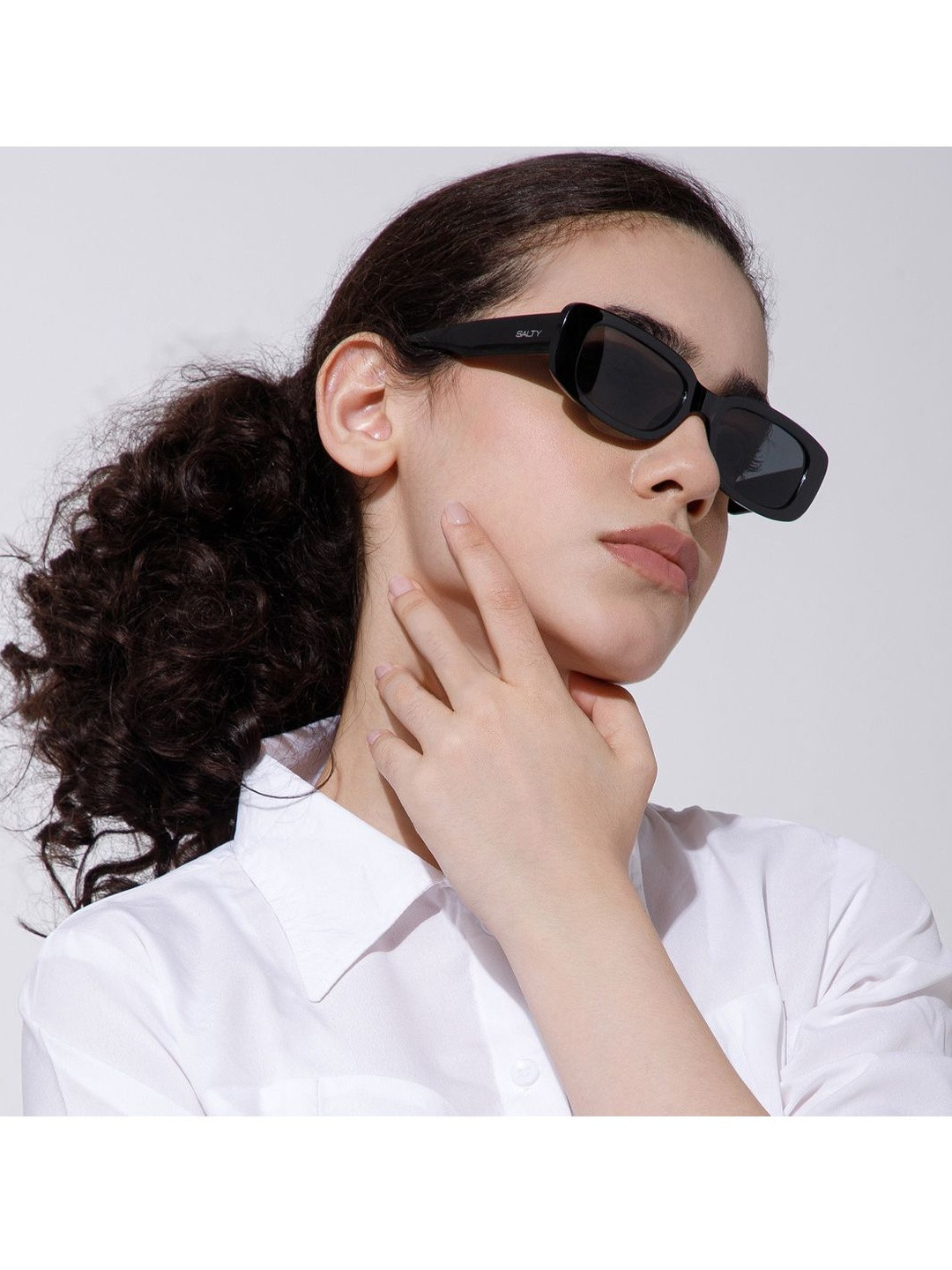SALTY Women Black Rectangle Sunglasses UV Protected Lens