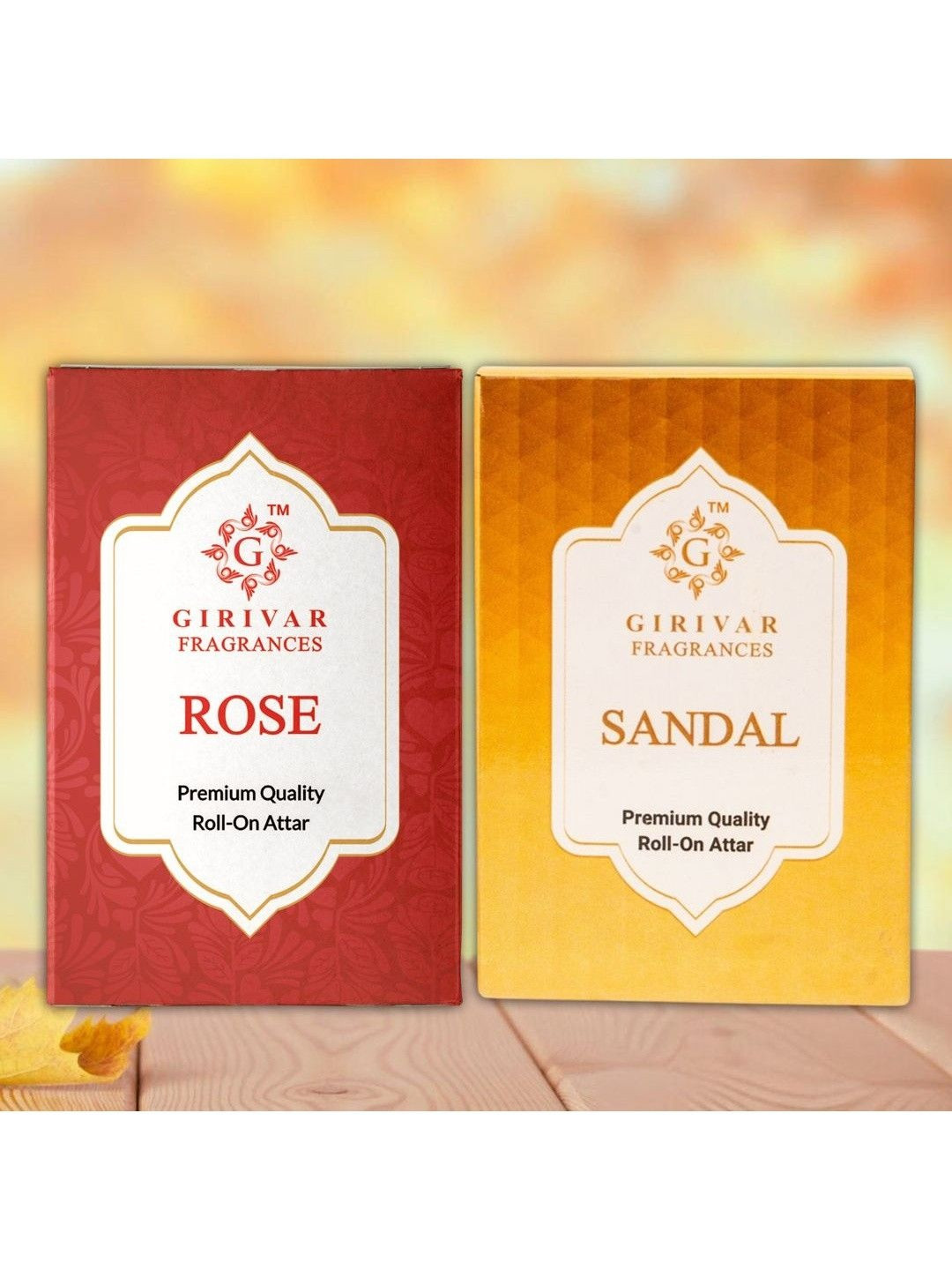 Girivar Set Of 2 Rose & Sandal Long Lasting & Alcohol-Free Roll On Attar - 6 ml Each