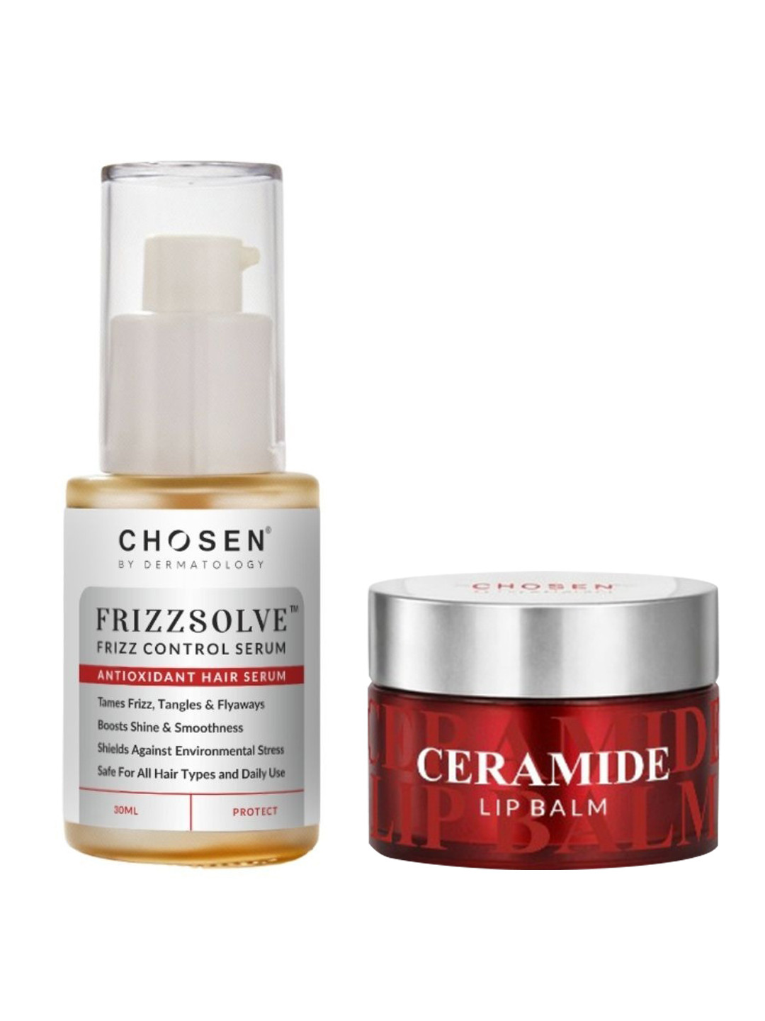 CHOSEN Pack of 2 Frizz Control Serum & Ceramide Lip Balm