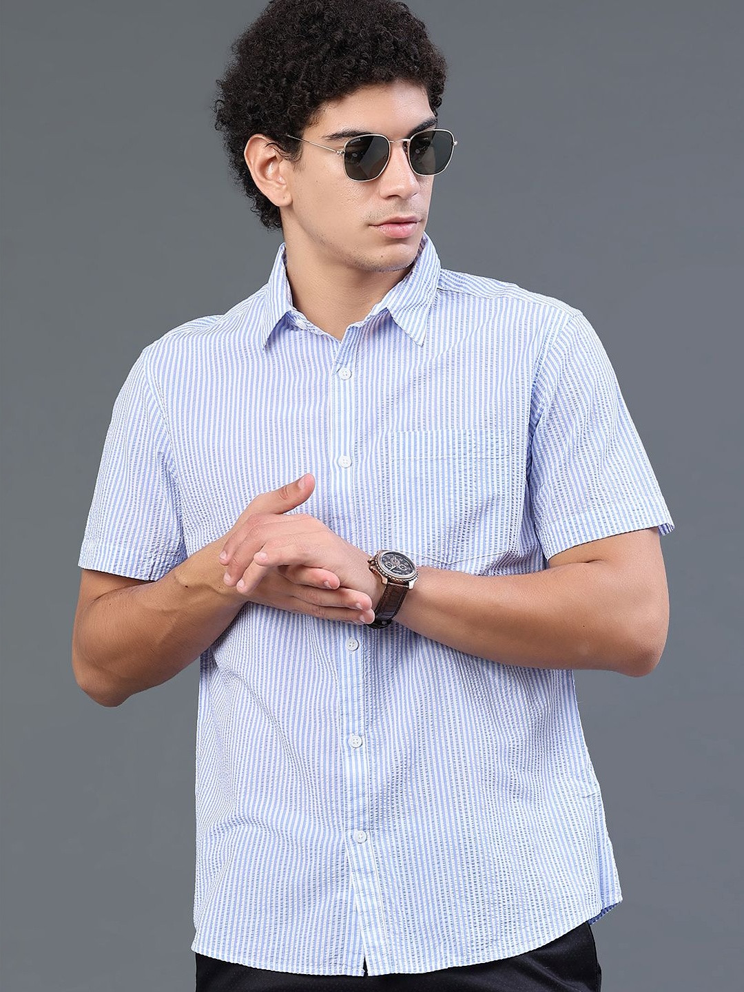 LIMEROAD Men Striped Casual Shirt