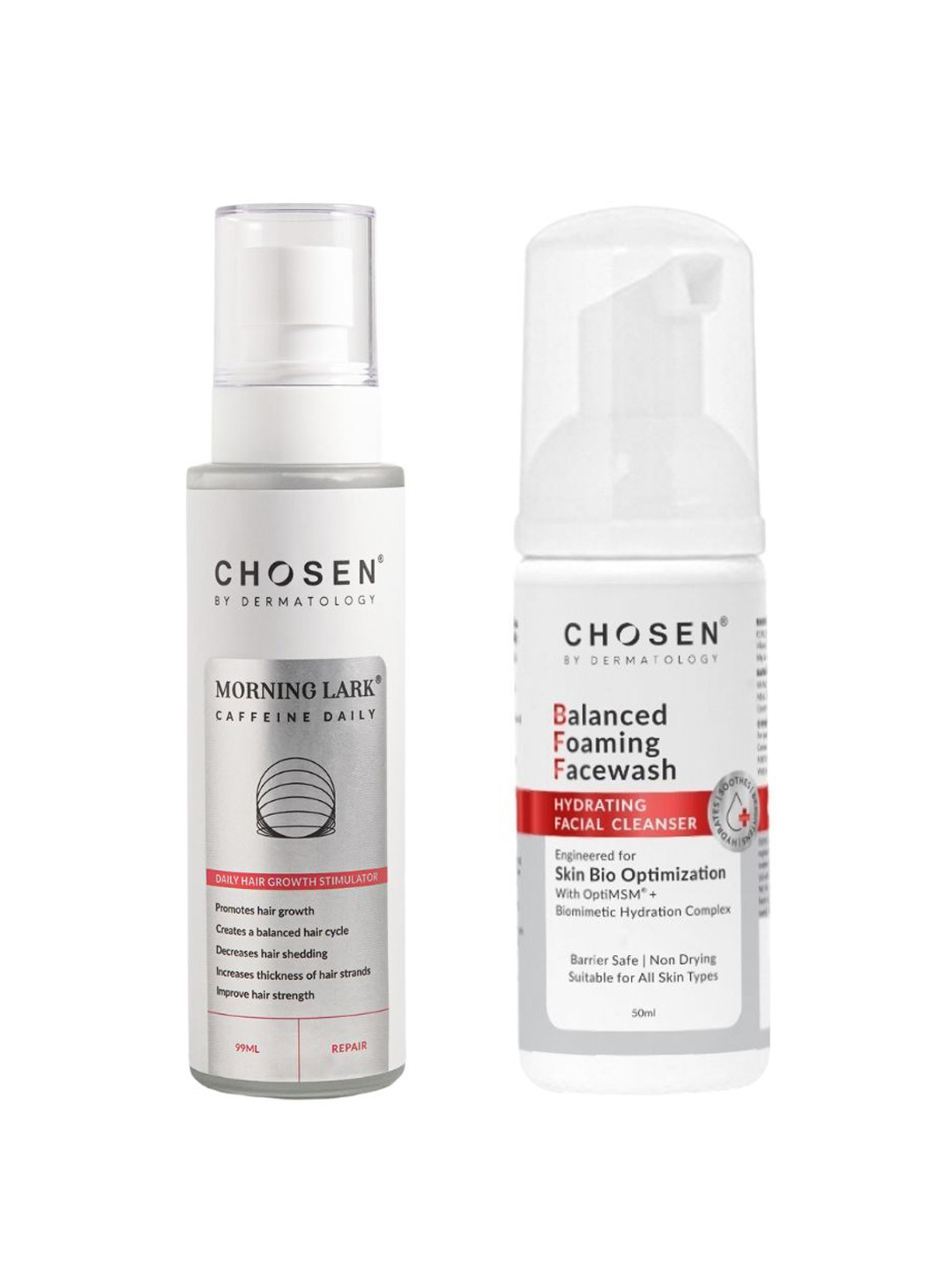 CHOSEN Pack of 2 Morning Lark Hair Growth Serum & Foaming Face Wash -99ml & 50ml