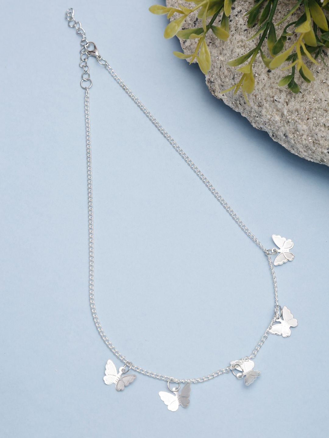 YouBella Women Silver-Toned Silver-Plated Necklace