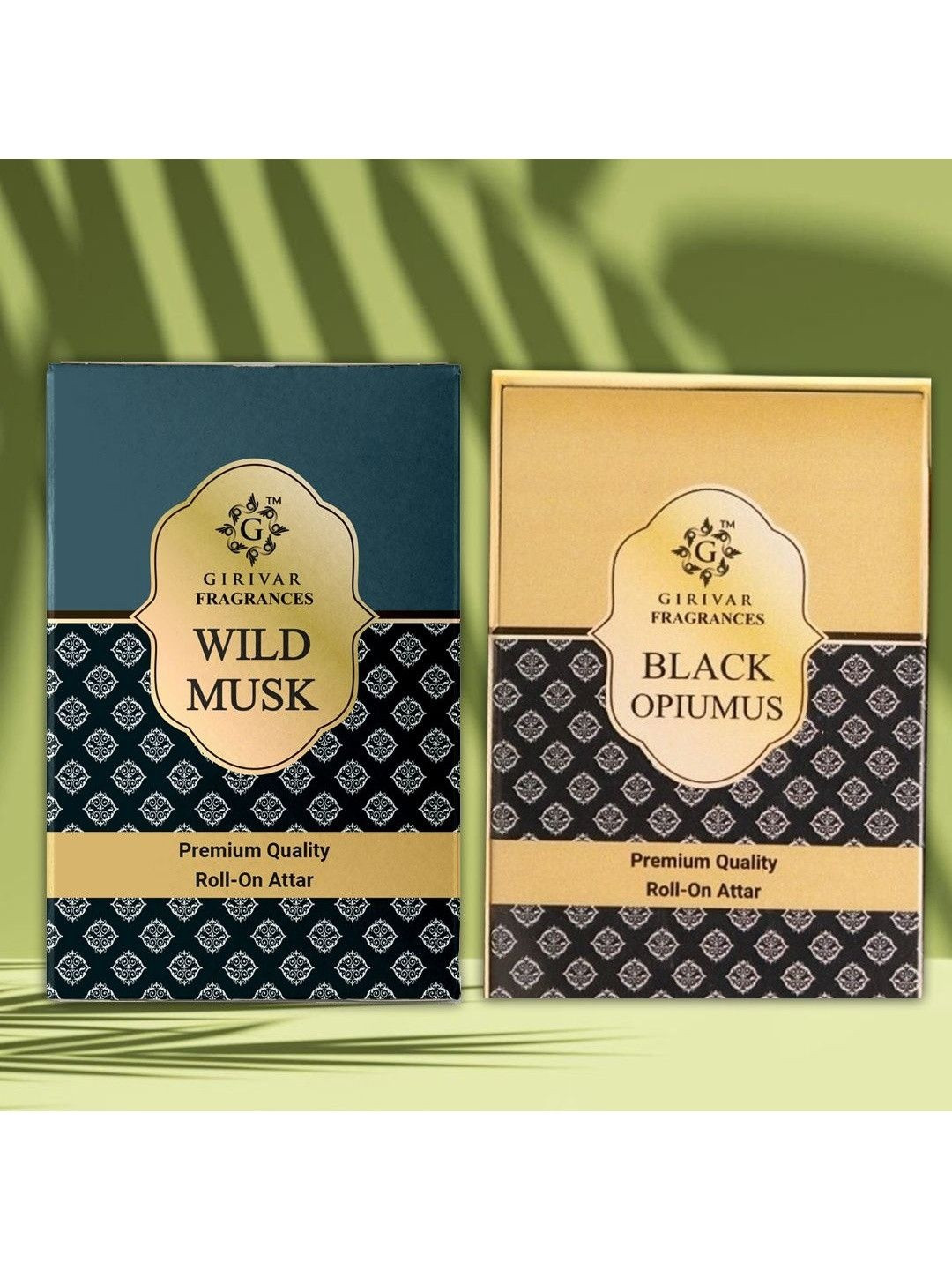 Girivar Set Of 2 Wild Musk & Black Opiumus Long Lasting Roll On Attar - 6 ml Each