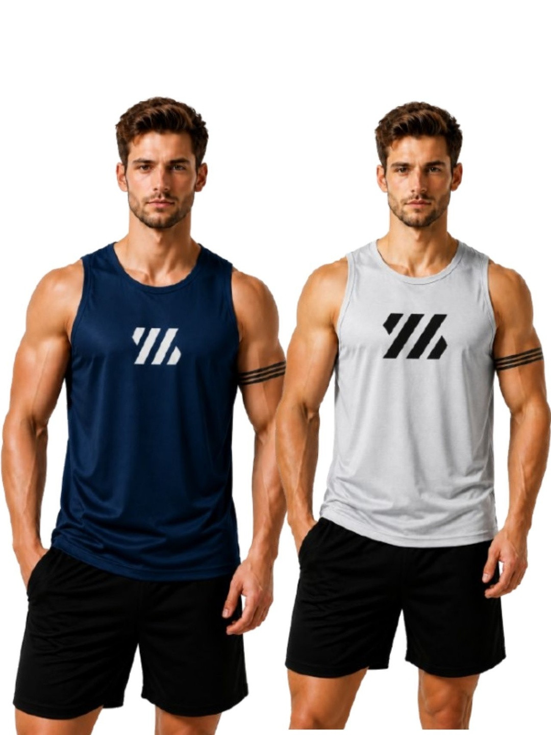 eliteeleganceapparel Pack of 2 Printed Gym Vest