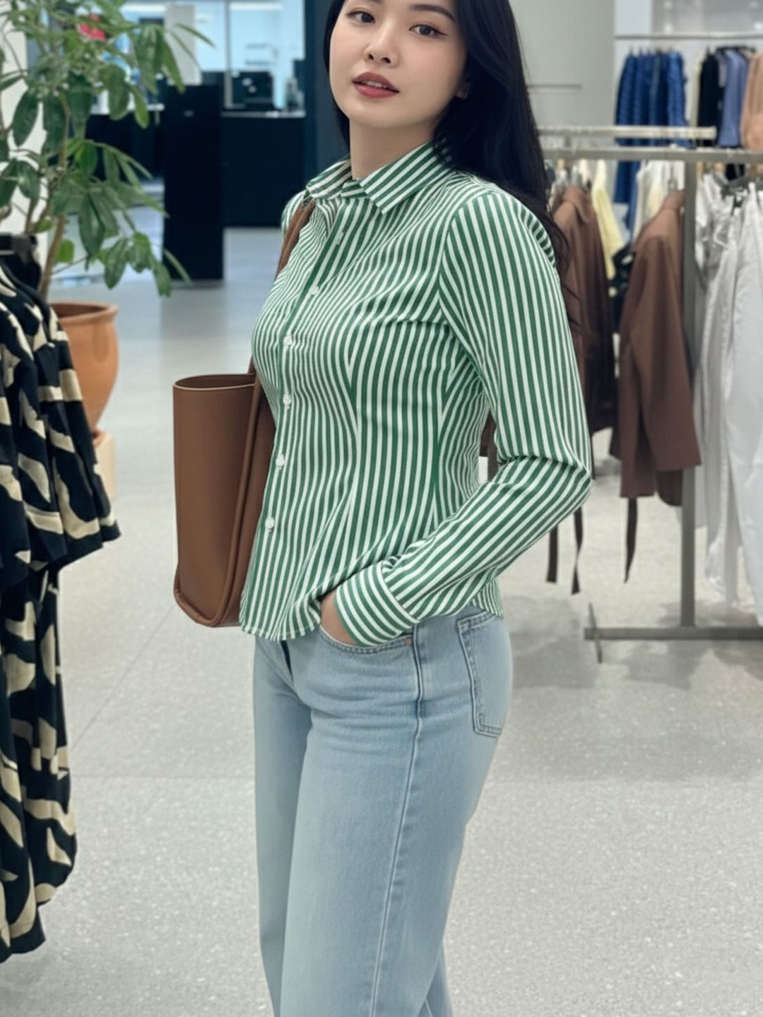 PURVIT Women Slim Fit Striped Casual Shirt