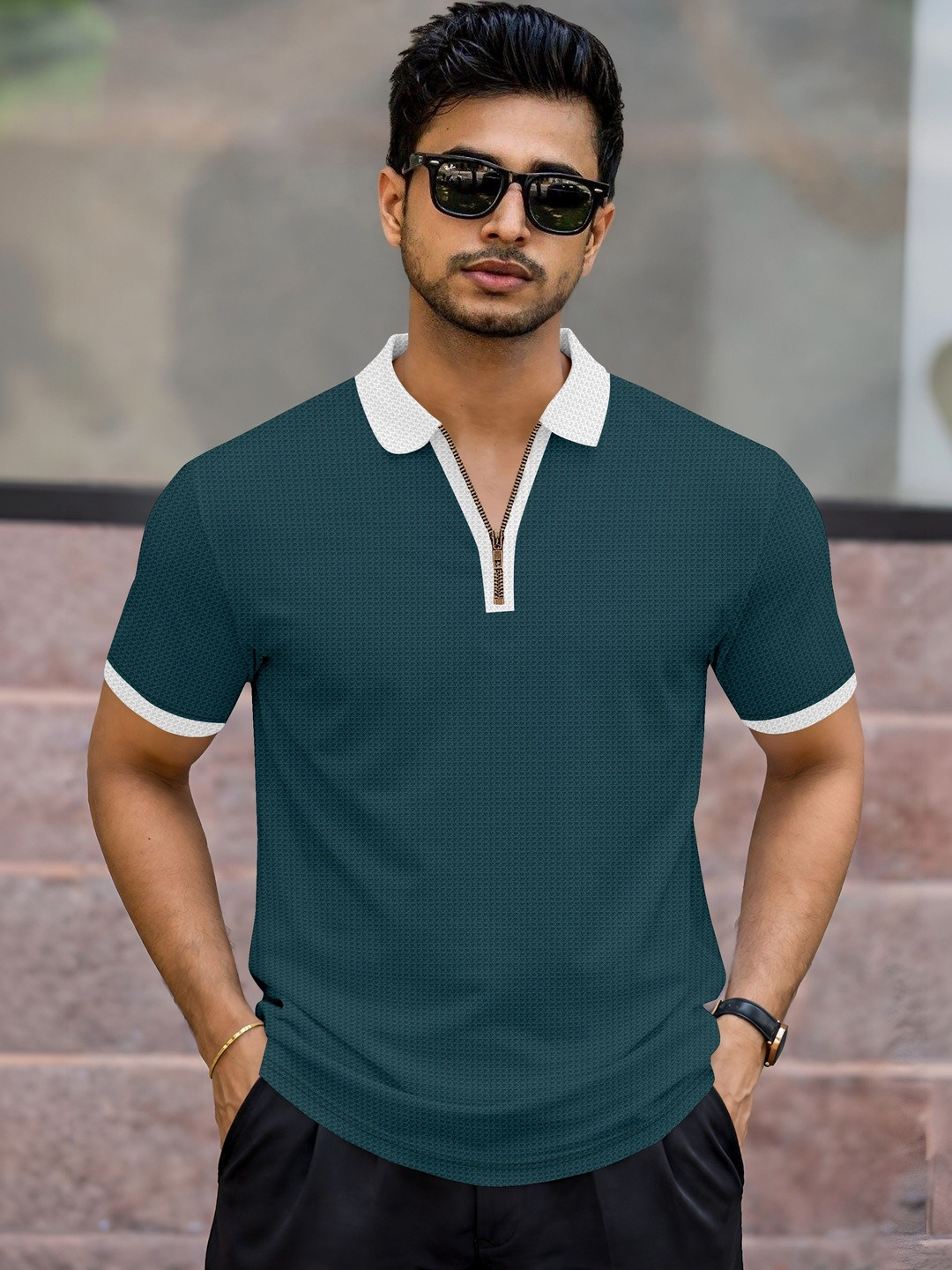 HERE&NOW Men Polo Collar T-shirt