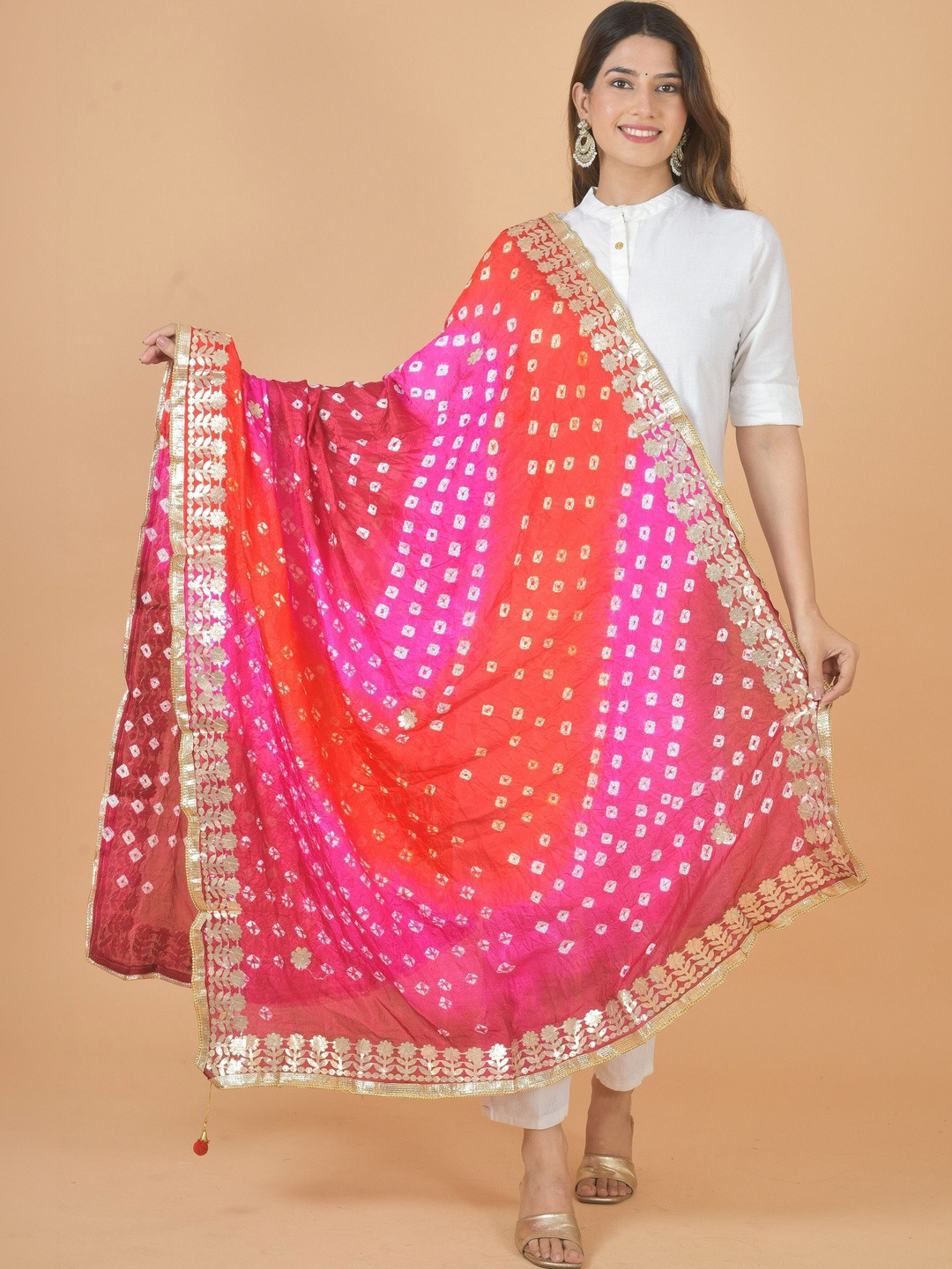 Kuhika Dyed Bandhani Dupatta with Gotta Patti