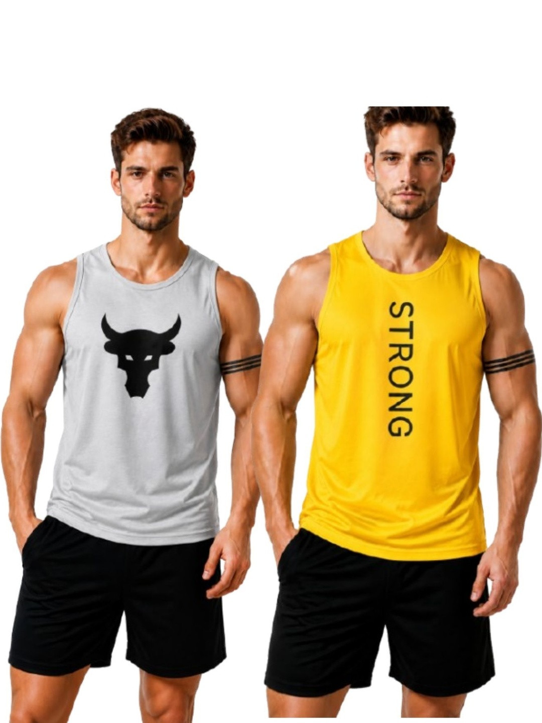 eliteeleganceapparel Pack of 2 Printed Gym Vest