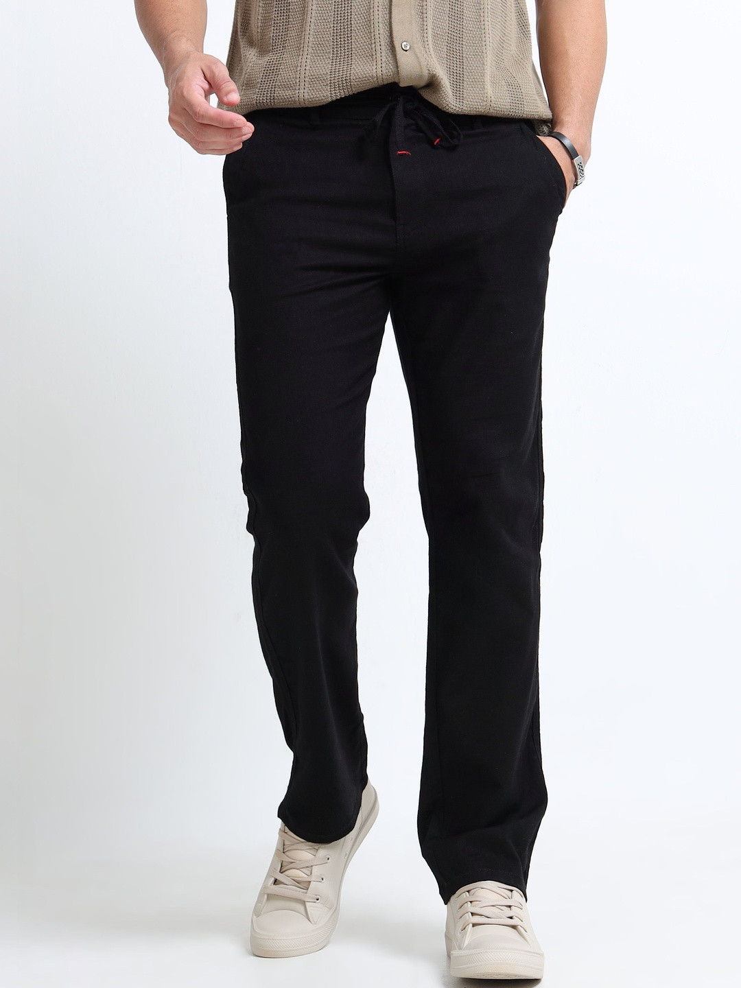 WHISQ Men Straight Fit Easy Wash Trousers