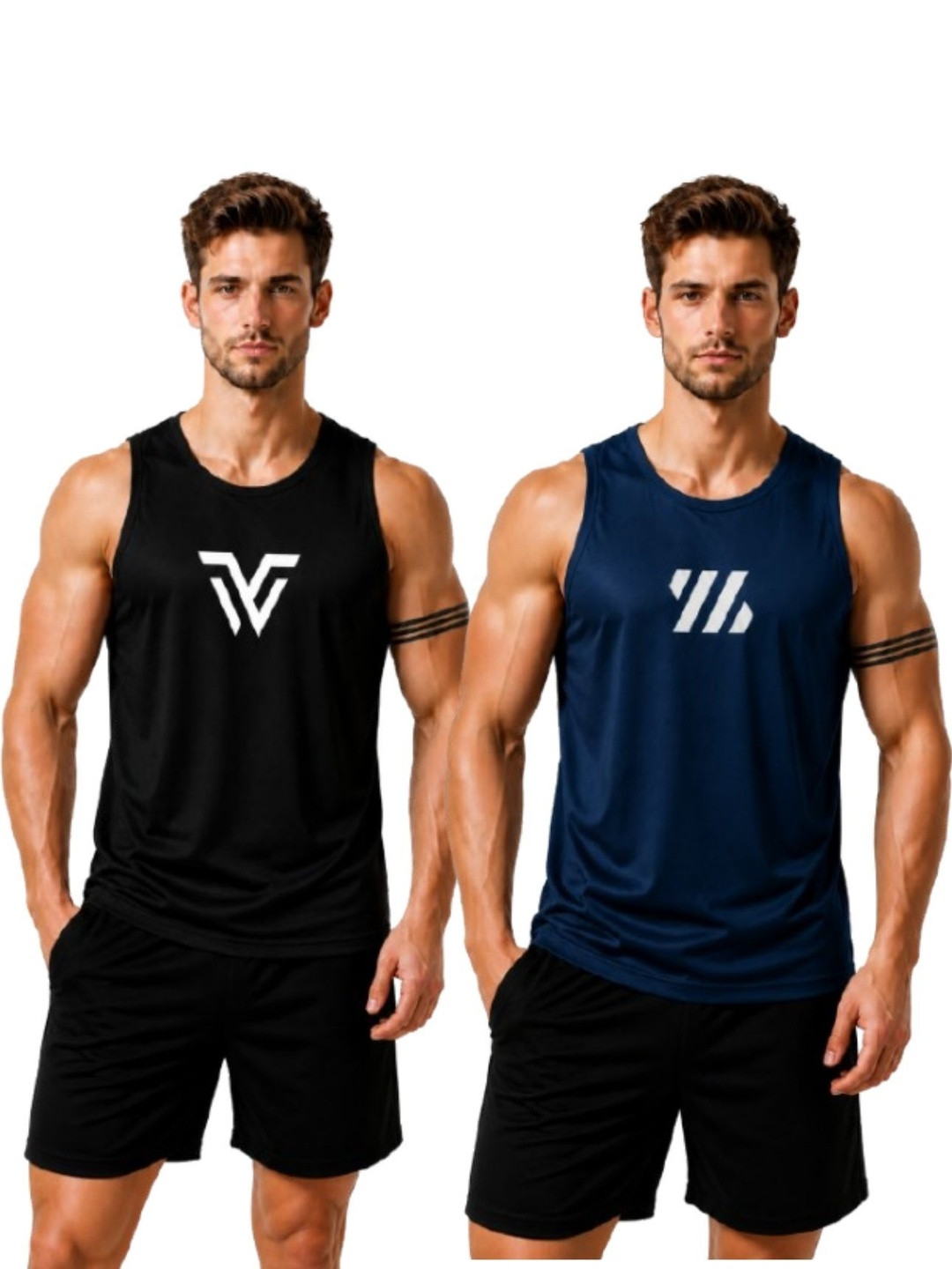 eliteeleganceapparel Pack of 2 Printed Gym Vest
