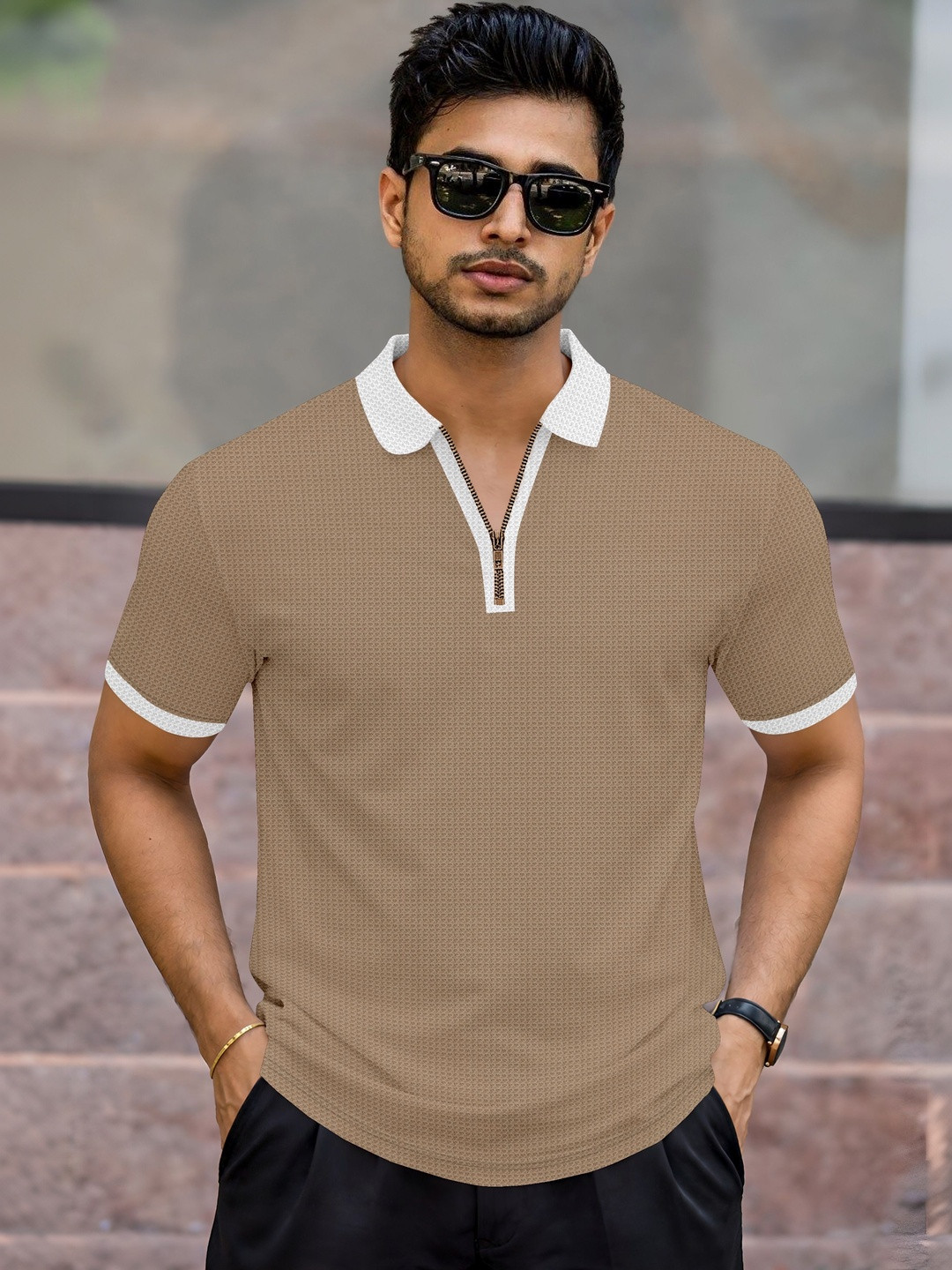 HERE&NOW Men Polo Collar T-shirt