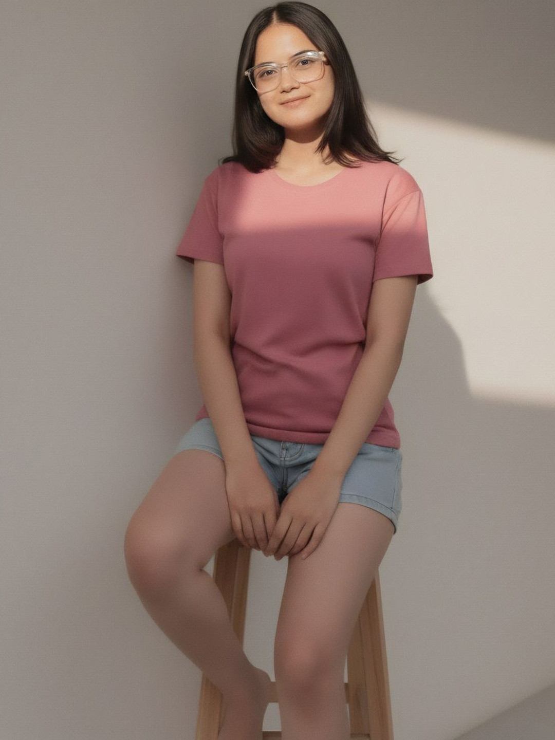 GlamZei Solid Cotton Round Neck Relaxed Fit Casual T-Shirt
