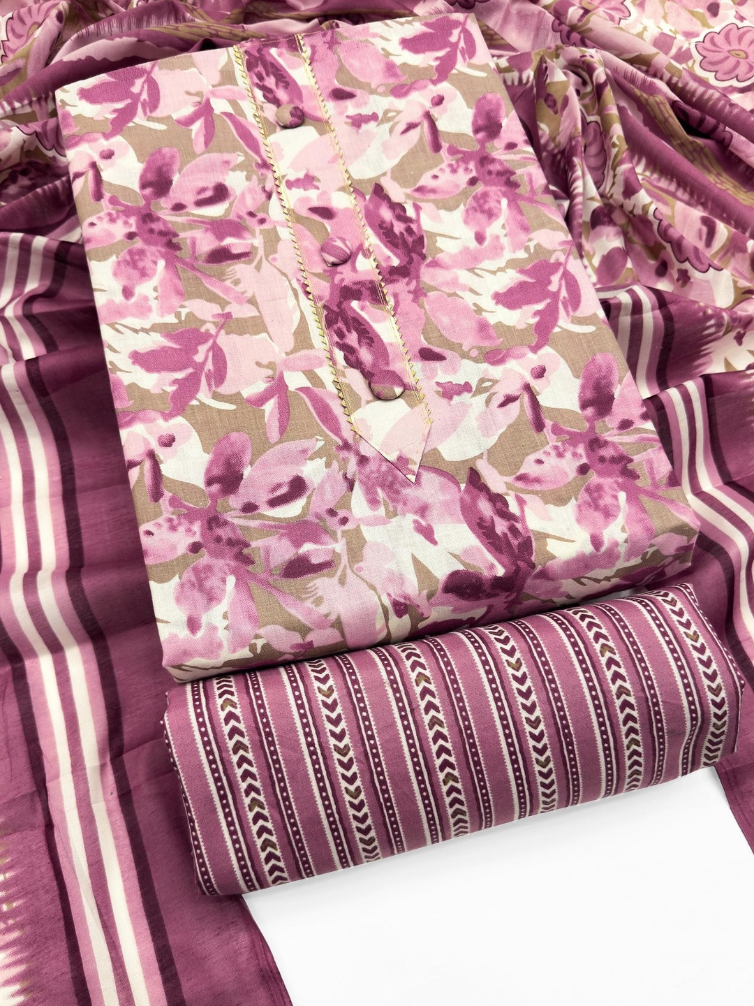 Mitera Printed Pure Cotton Unstitched Dress Material