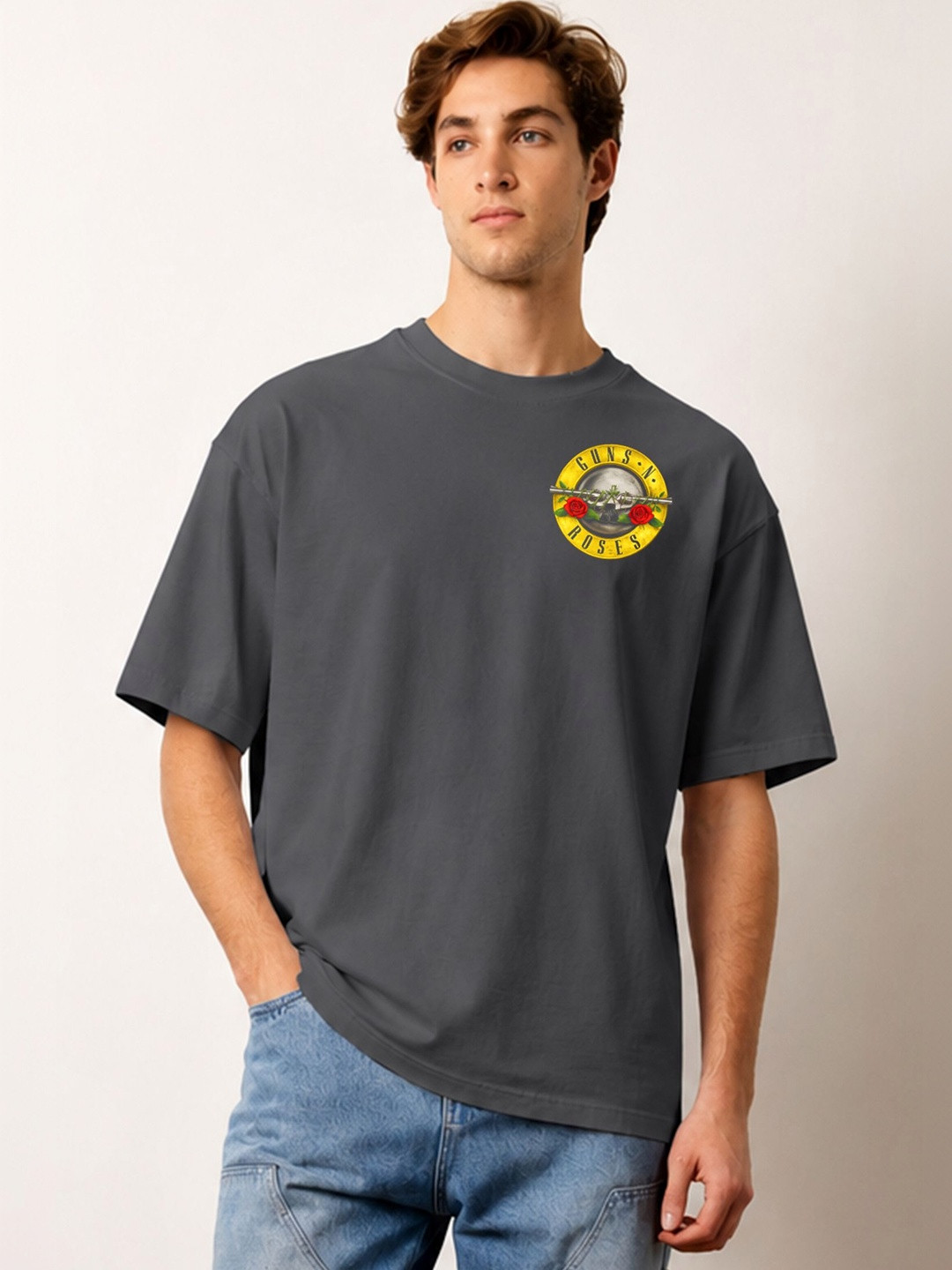 TOGS & TERRE Men Printed Drop-Shoulder Sleeves Organic Cotton Blend T-shirt