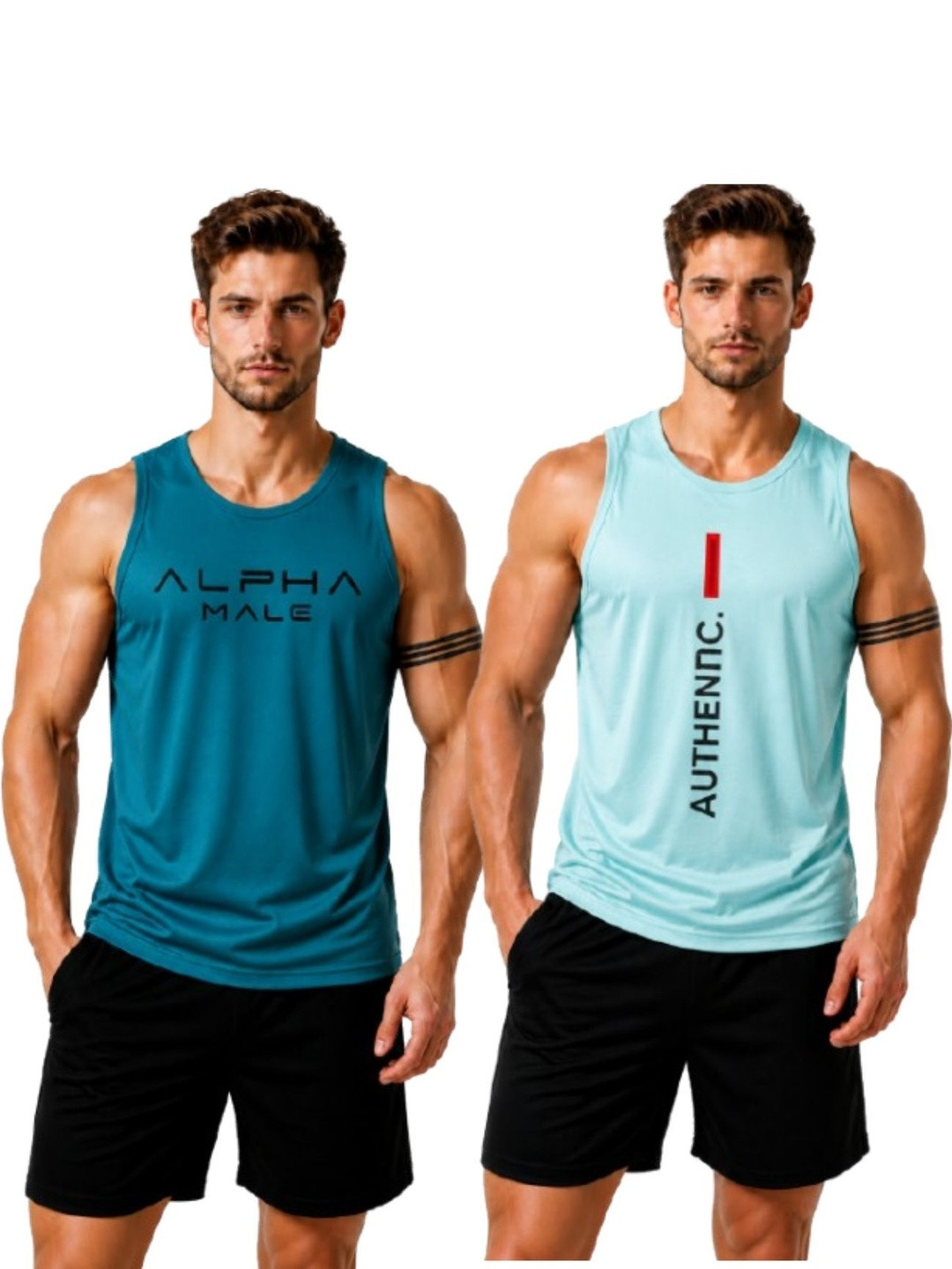 eliteeleganceapparel Pack of 2 Printed Gym Vest