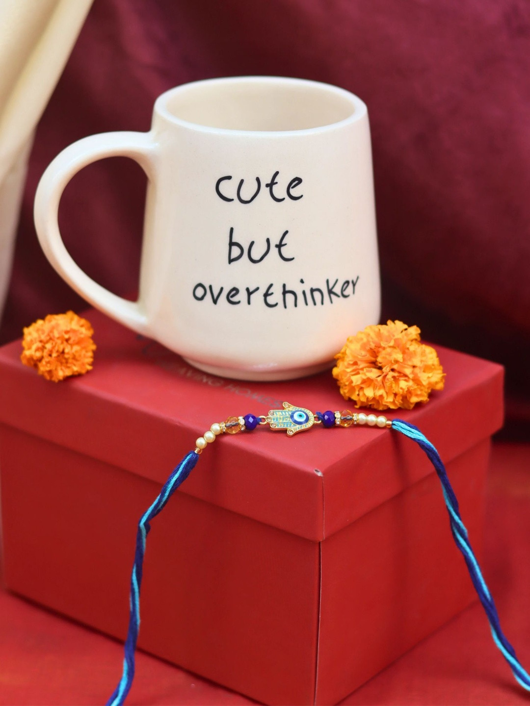 WEAVING HOMES Cute But Overthinker Mug Rakhi Gift Box