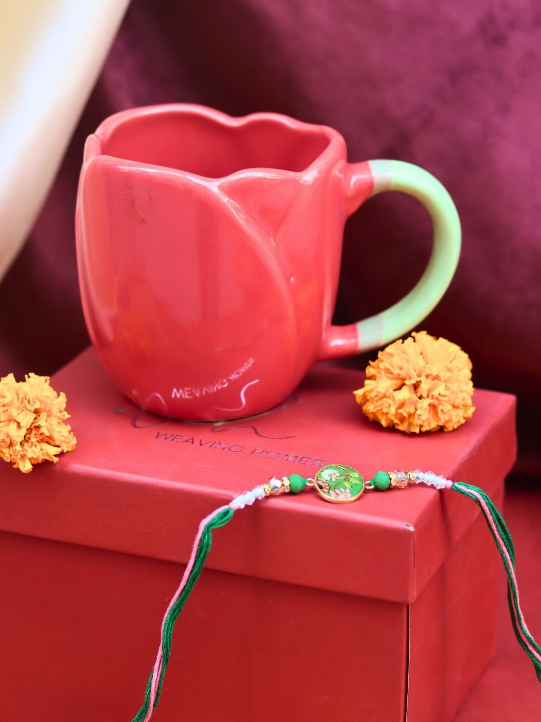 WEAVING HOMES Tulip Mug Rakhi Gift Box