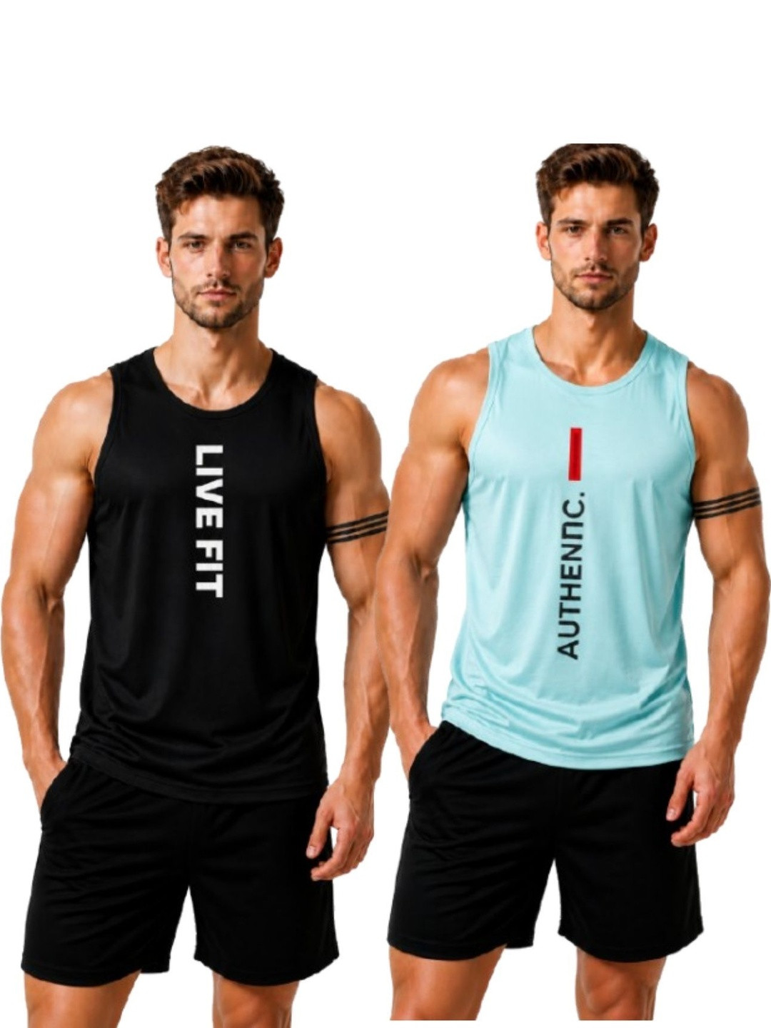 eliteeleganceapparel Pack of 2 Printed Gym Vest