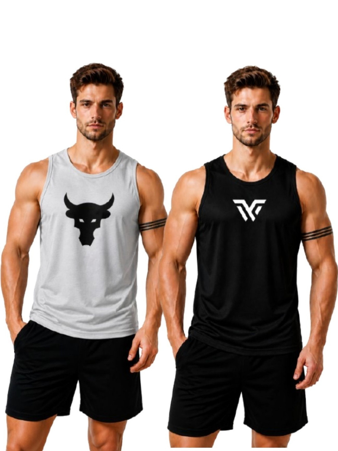 eliteeleganceapparel Pack of 2 Printed Gym Vest