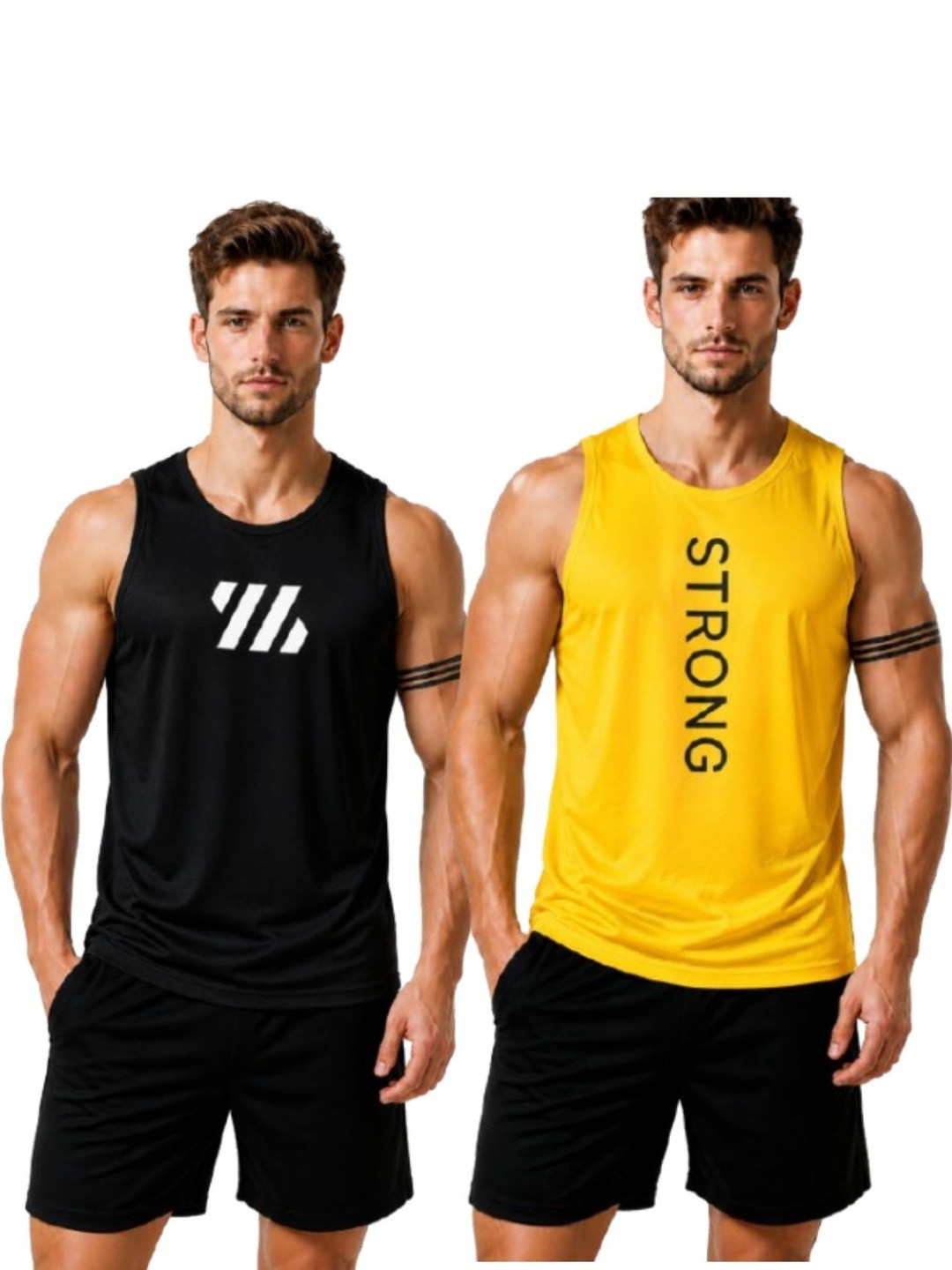 eliteeleganceapparel Pack of 2 Printed Gym Vest