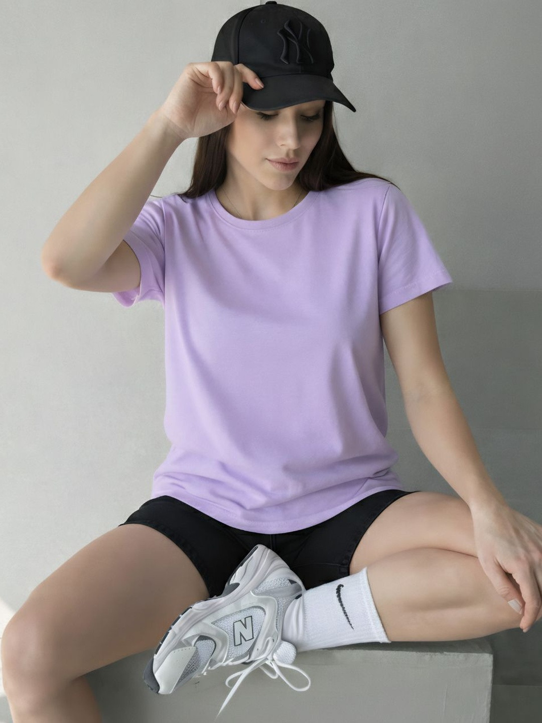 GlamZei Solid Cotton Round Neck Relaxed Fit Casual T-Shirt