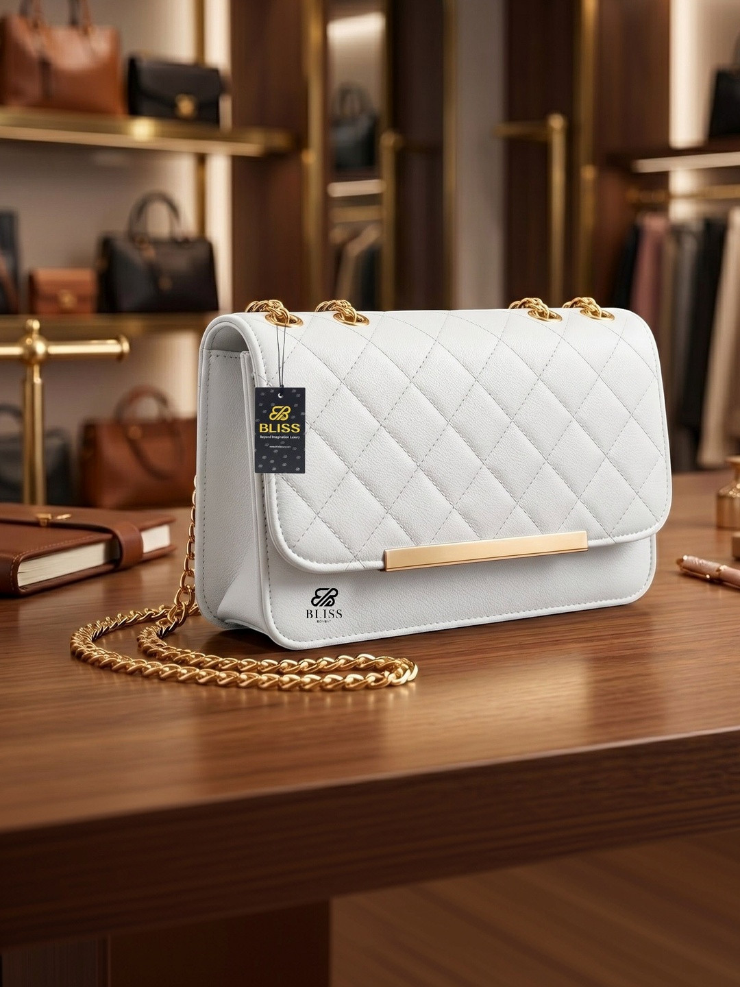 BLISS BOMBAY Textured PU Shoulder Bag with Quilted