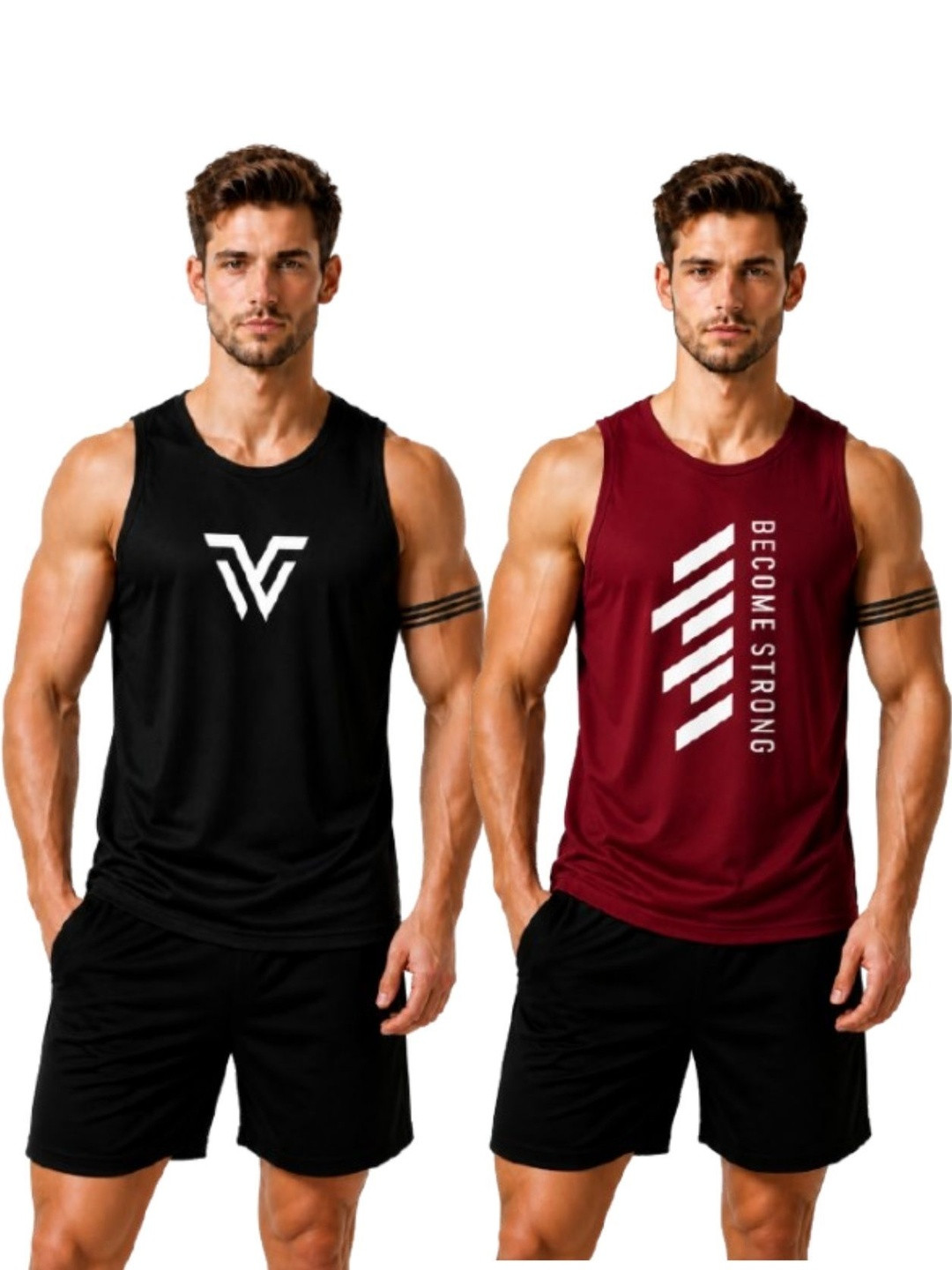 eliteeleganceapparel Pack of 2 Printed Gym Vest