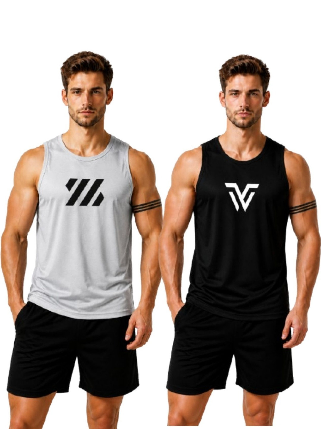 eliteeleganceapparel Pack of 2 Printed Gym Vest