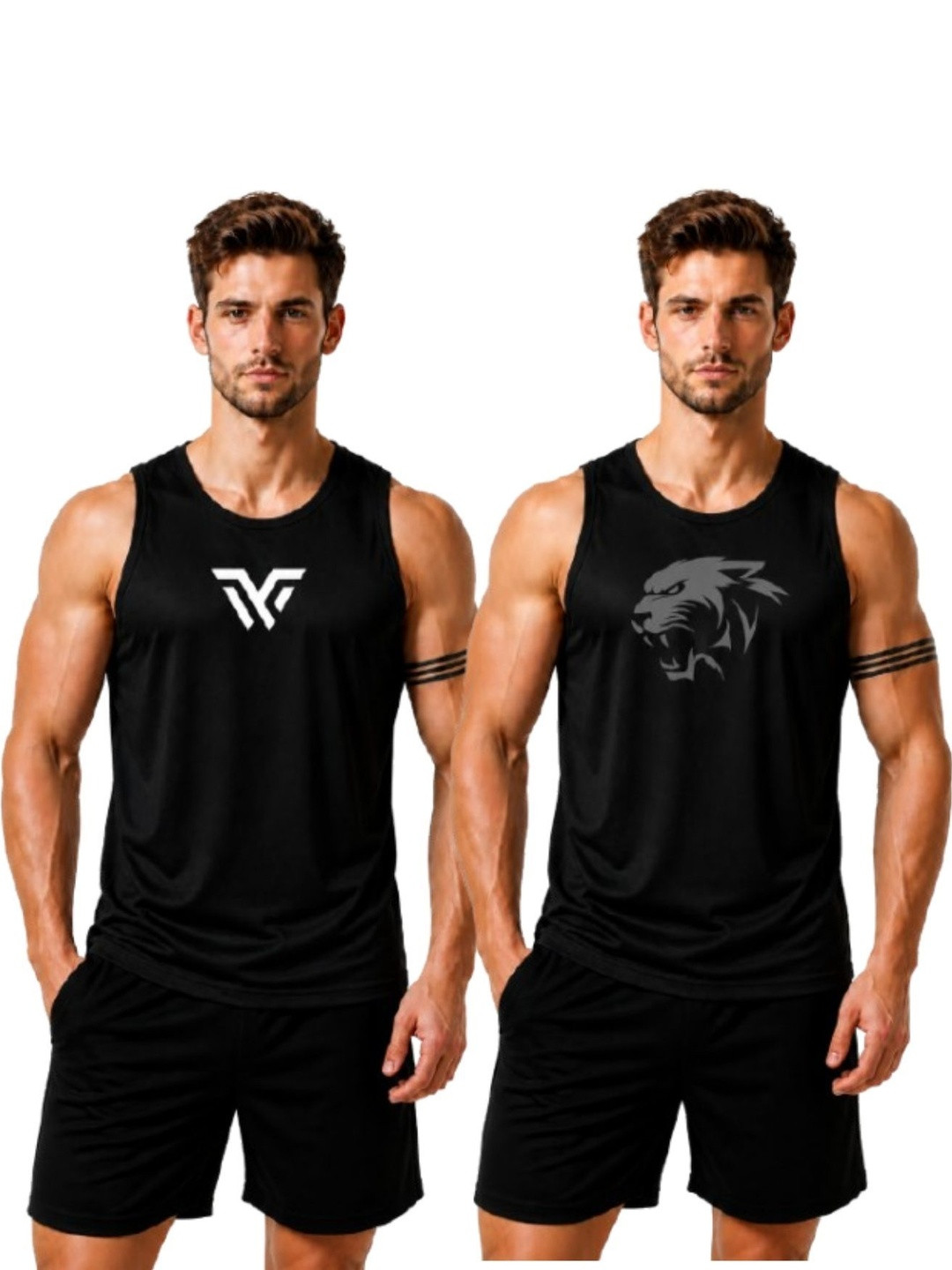 eliteeleganceapparel Pack of 2 Printed Gym Vest