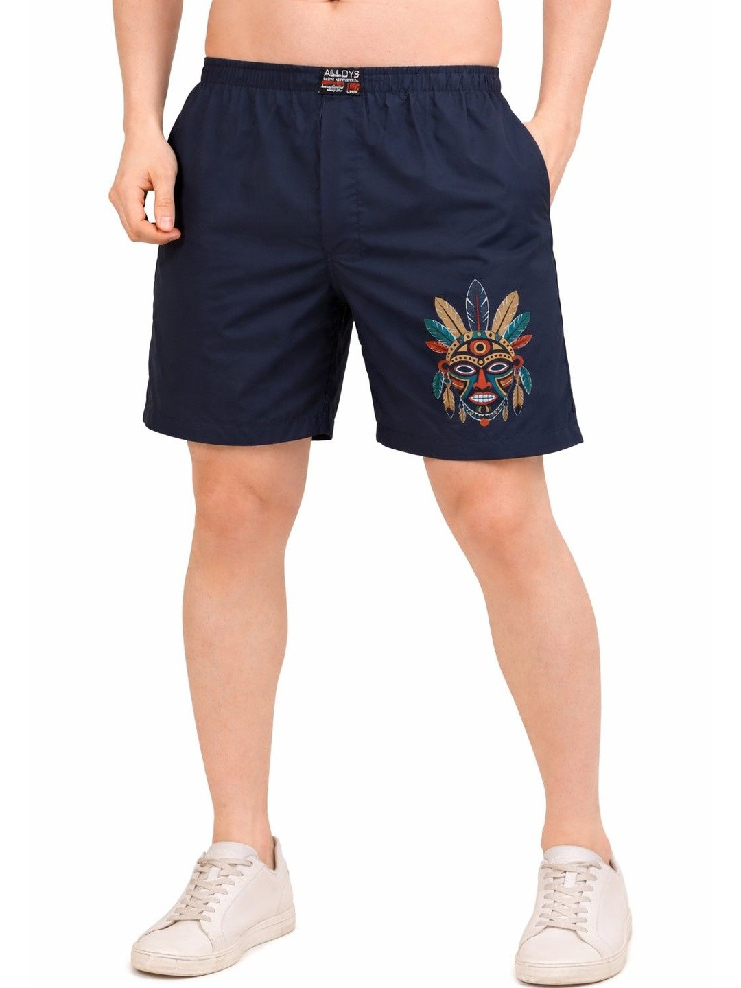 AVVOYS Men Tribal Mask Graphic Printed Cotton Boxer Shorts