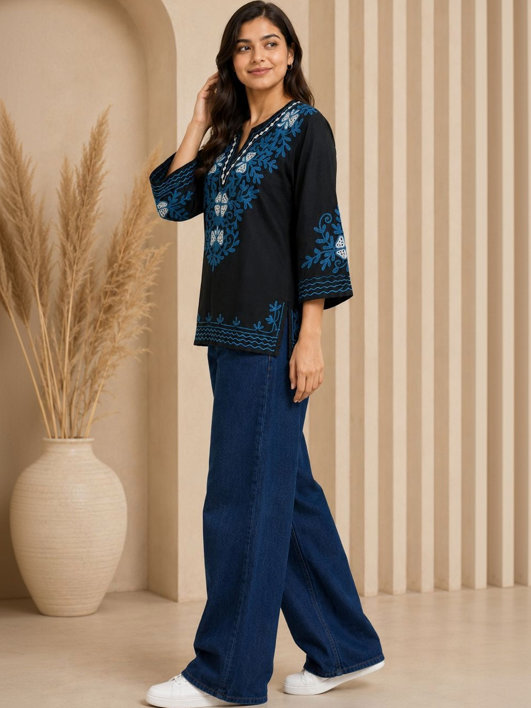 ZHOF Embroidered Ethnic Top