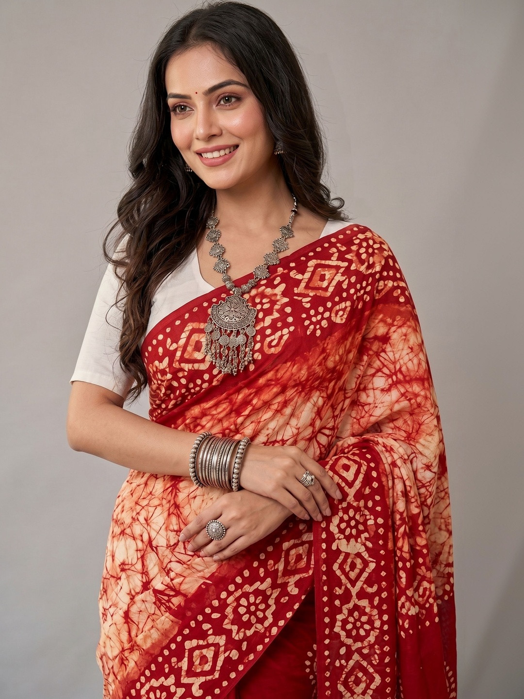 HARNARMADE Batik Pure Cotton Saree