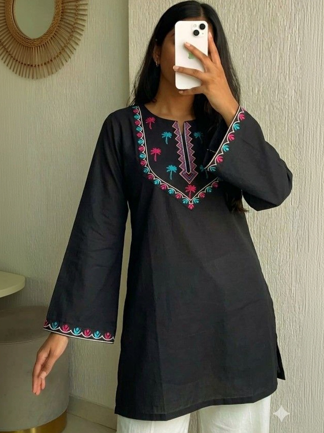 CHAFI COLLECTION Ethnic Motifs Embroidered Thread Work Thread Work Kurti