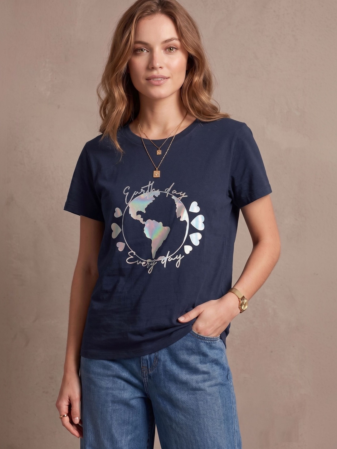 Wineberry Women Typography Printed T-shirt