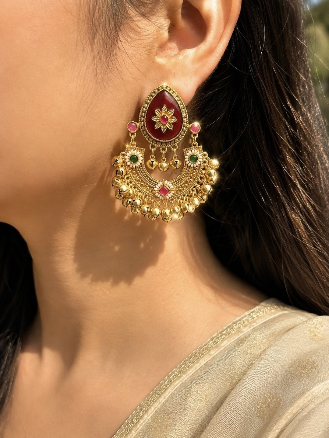 Zeviel Teardrop Shaped Jhumkas Earrings