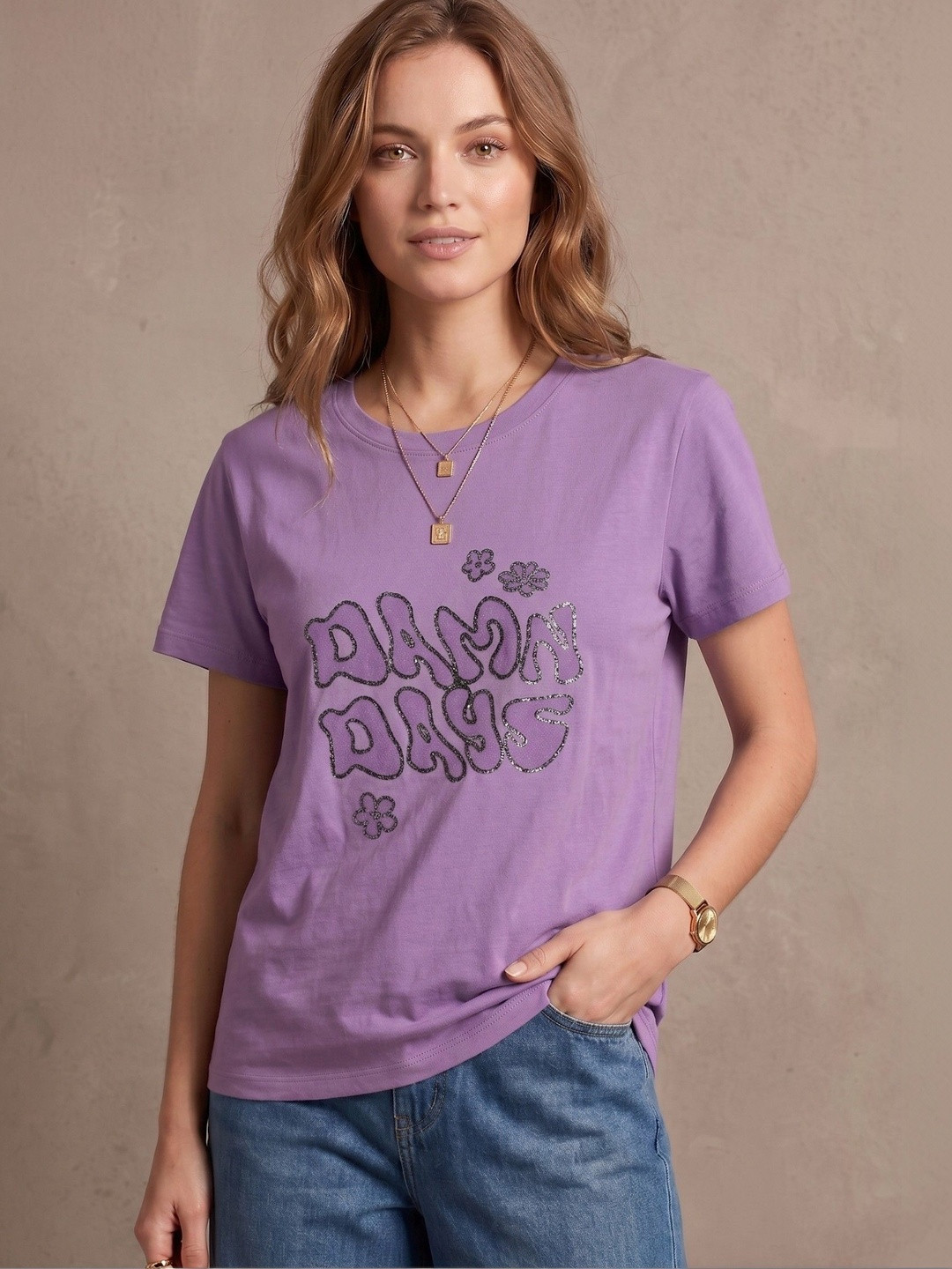 Wineberry Women Typography Printed T-shirt