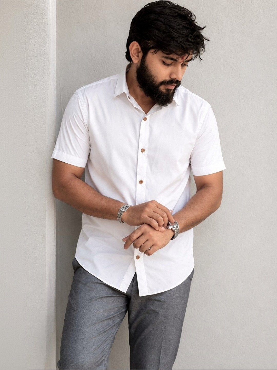 Anneca Spread Collar Shirt Regular Fit Cotton Shirt