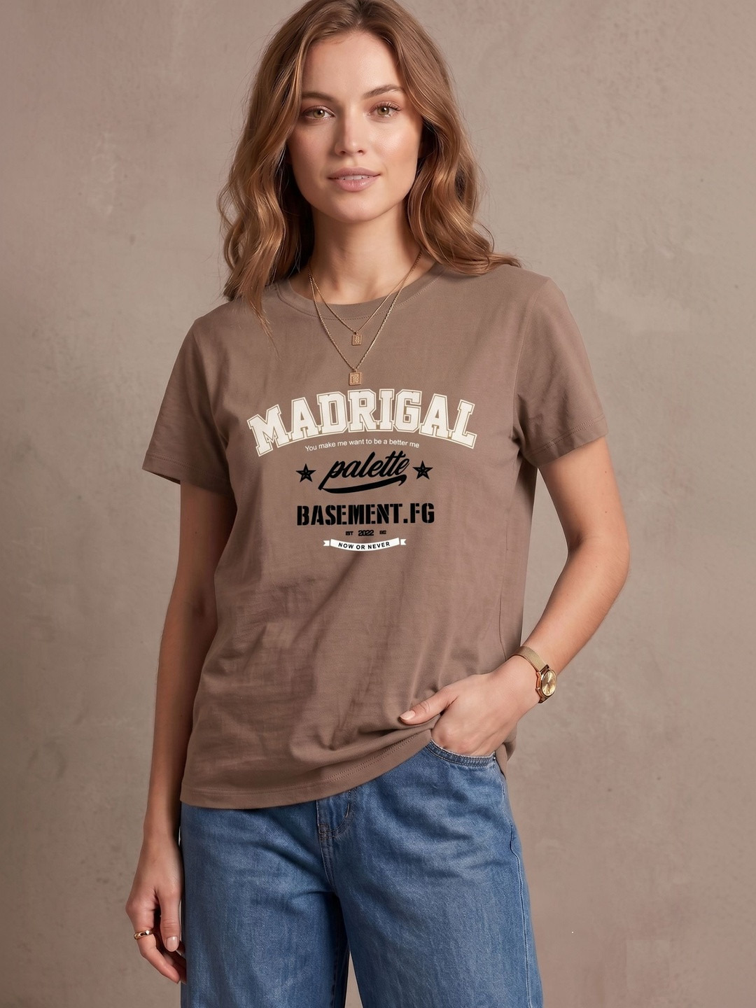 Wineberry Women Typography Printed T-shirt