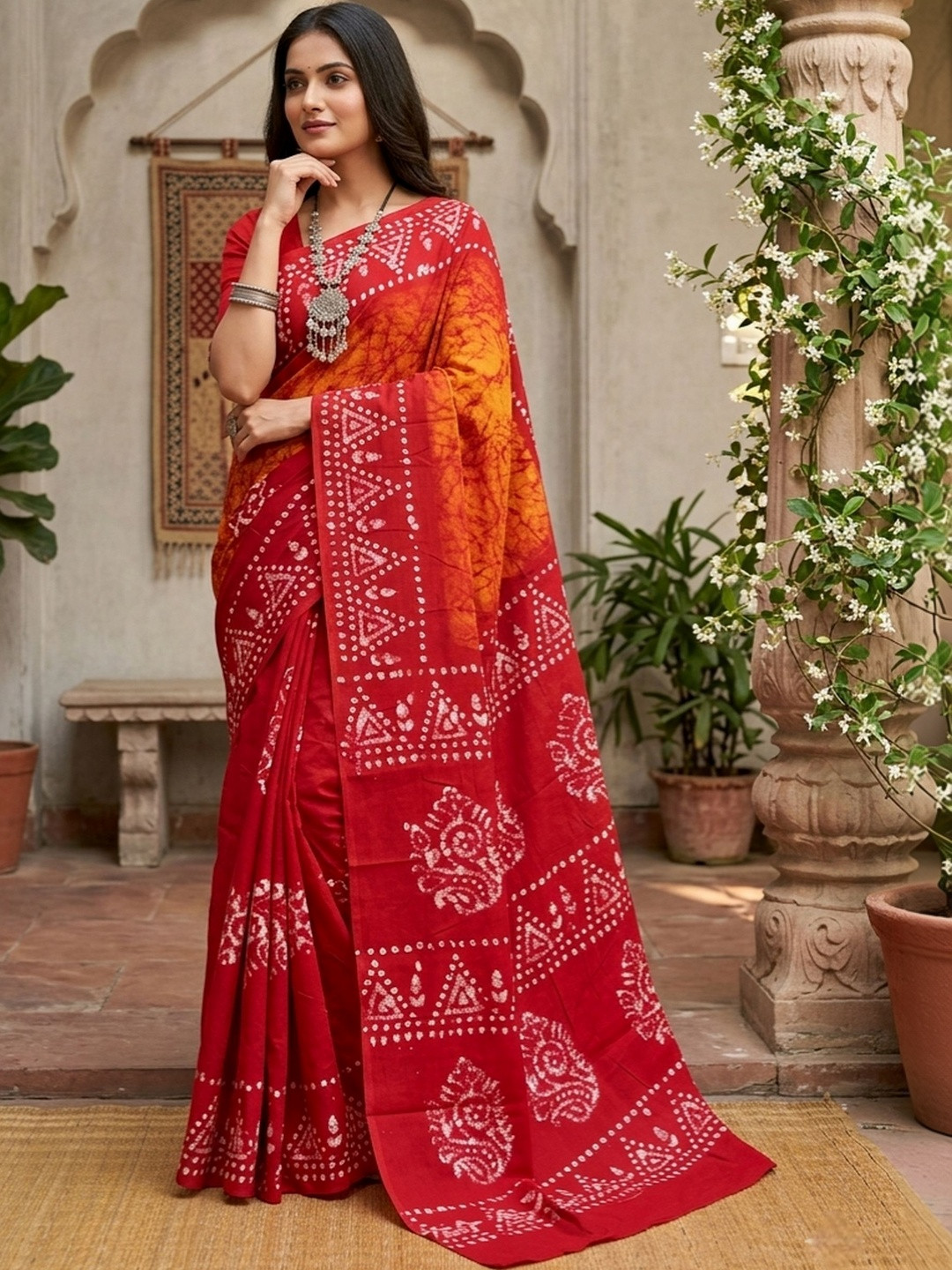 HARNARMADE Batik Pure Cotton Saree