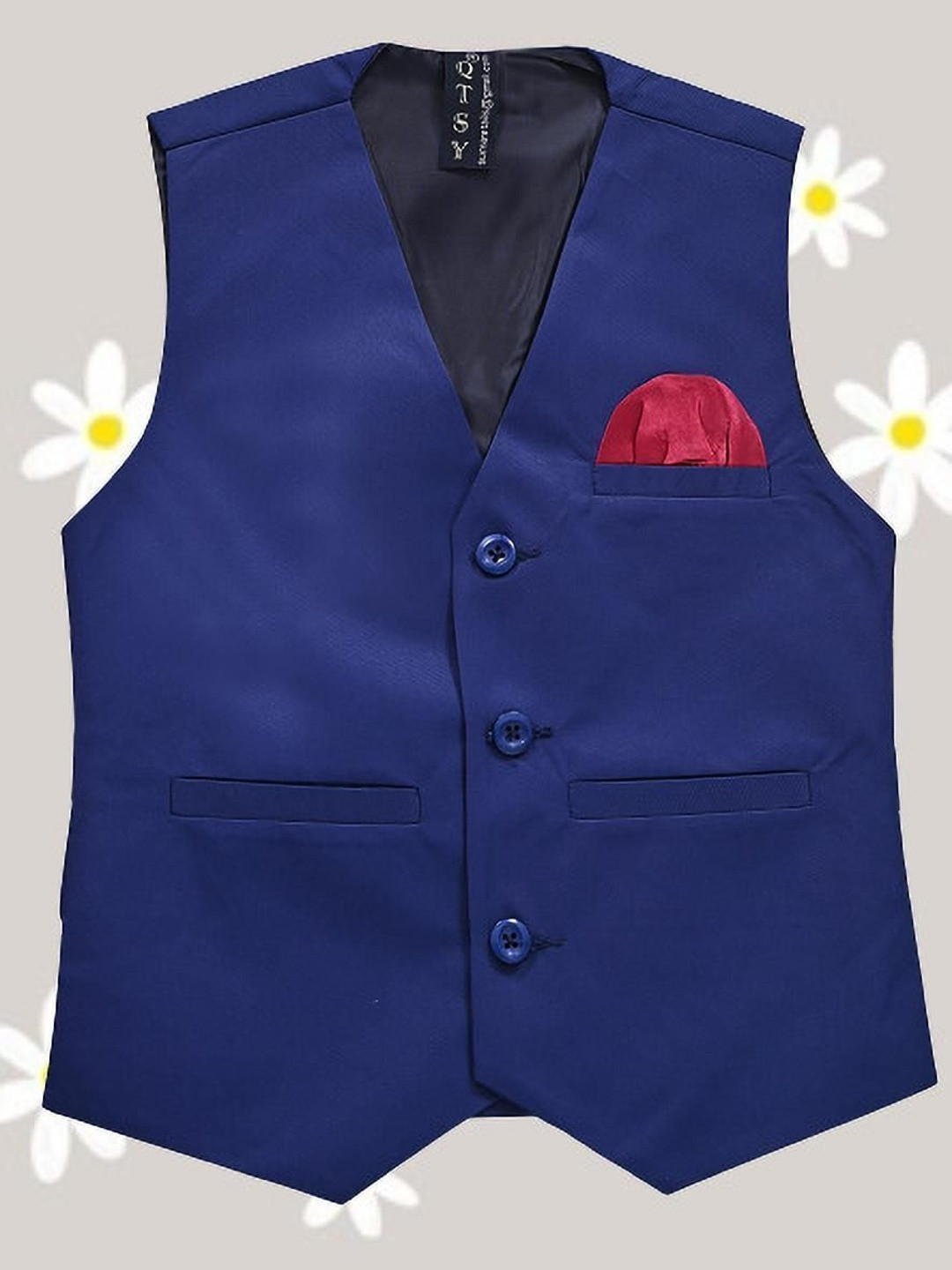Seetoo Boys Lapel Collar Woven Waistcoat