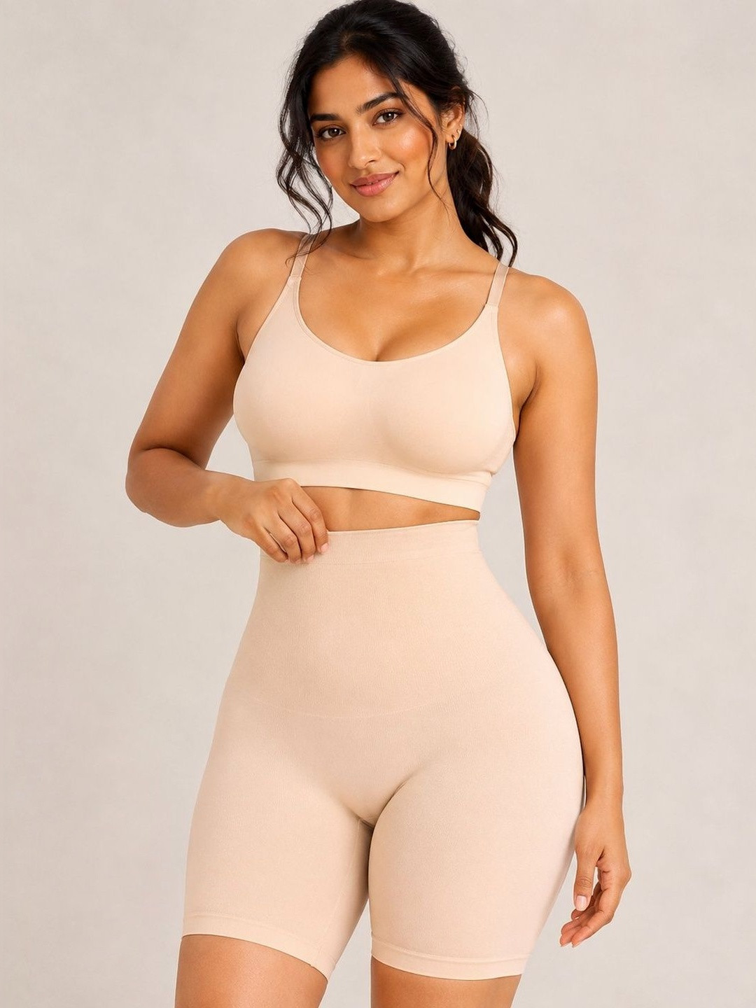 SHOP THE EDIT Women Seamless Mid Waist Tummy Tucker Shorts Shapewear