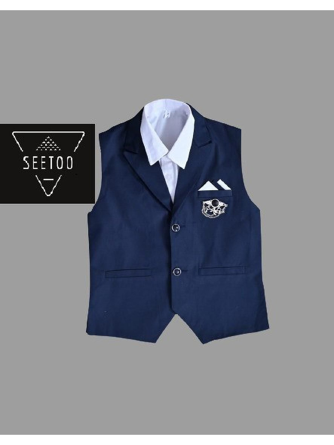 Seetoo Boys Notched Lapel Collar Woven Waistcoat