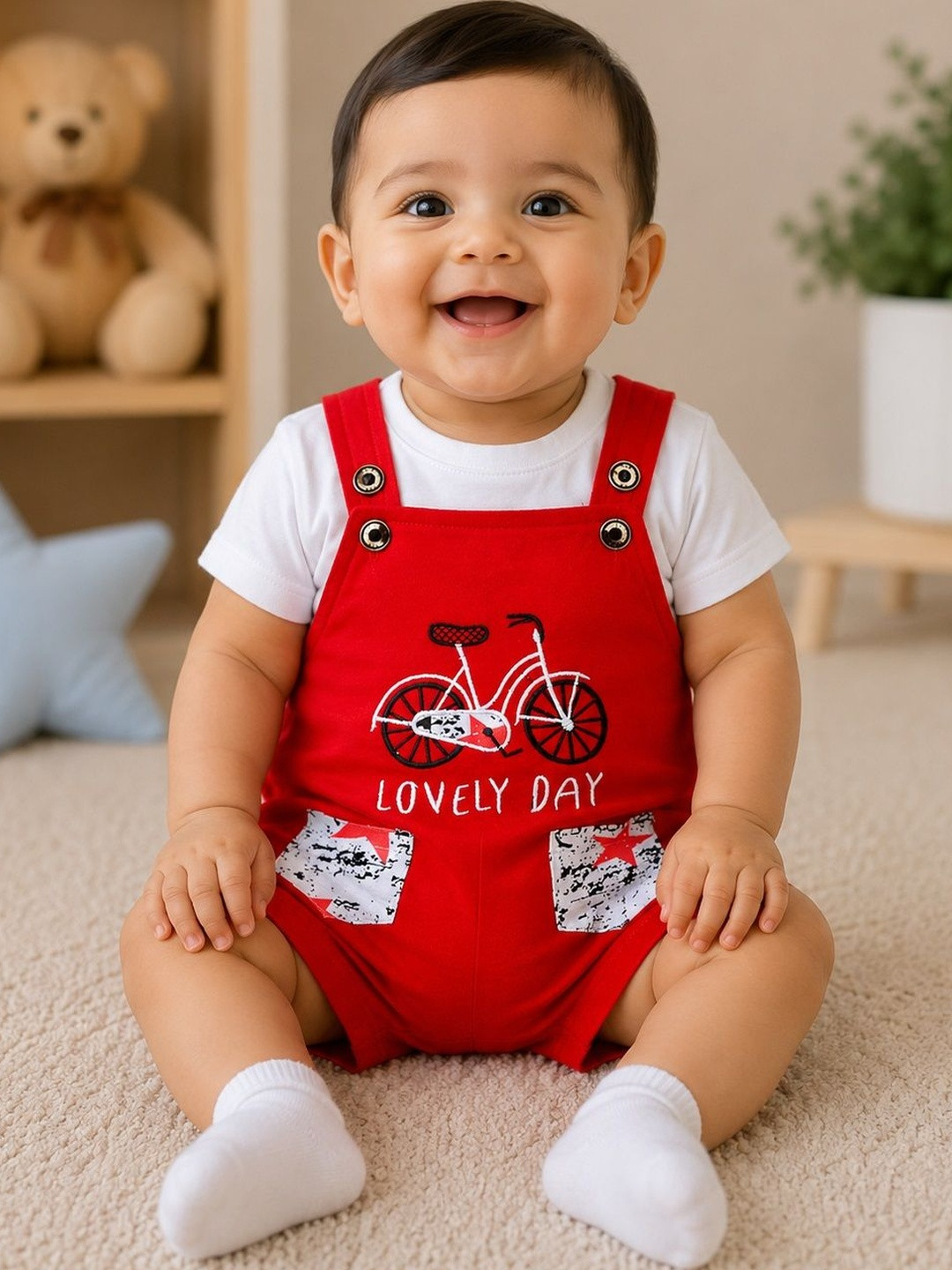 BAESD Infant Kids Embroidered Pure Cotton Dungaree