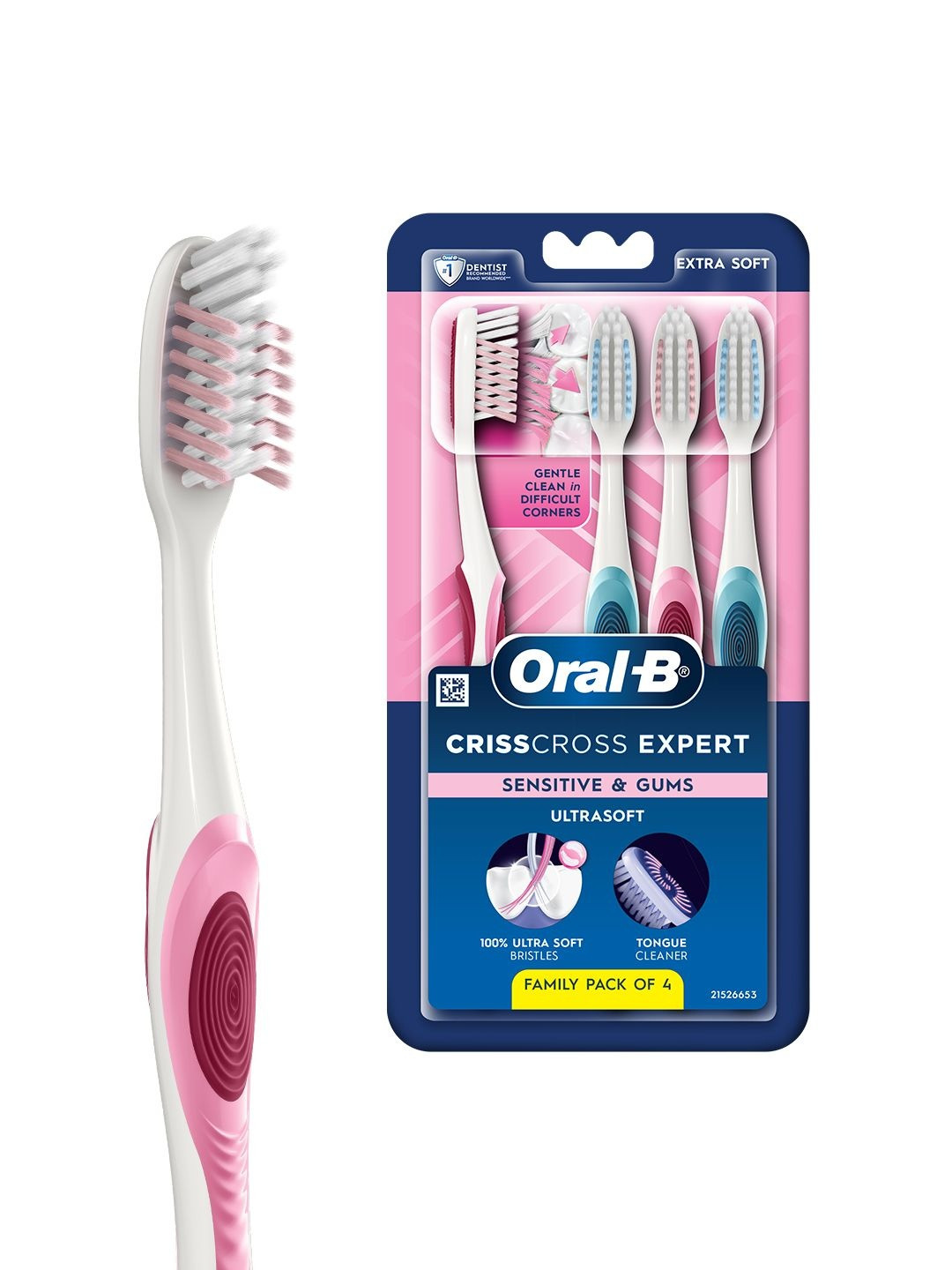 Oral-B Set of 4 Crisscross Sensitive Extra Soft Toothbrush