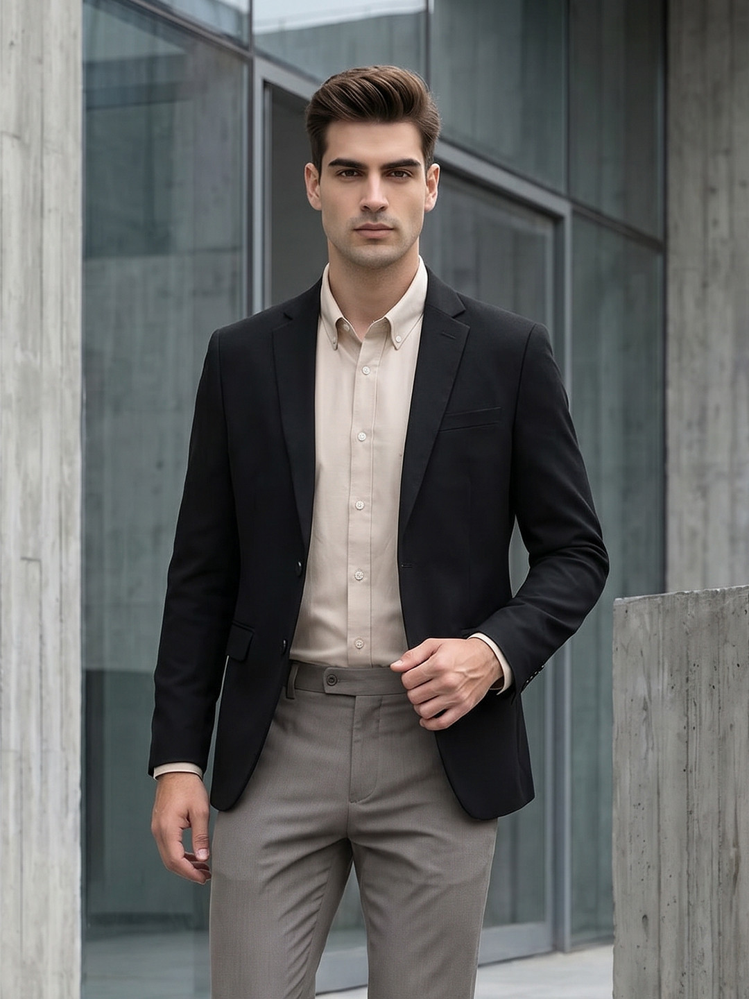 INVICTUS Slim Fit Notched Lapel Single Breasted Formal Blazer