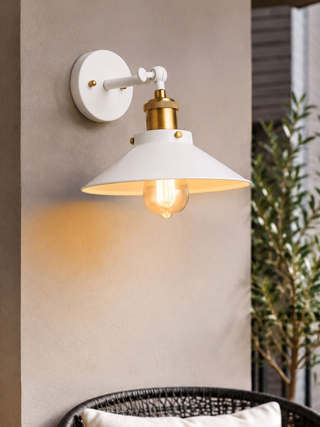 Homesake White Solid Handcrafted Cone Shaped Swing Arm Light