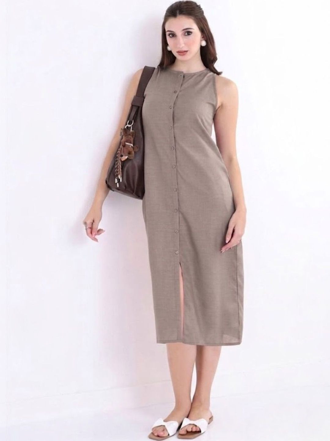 TAHVO Crepe A-Line Midi Dress
