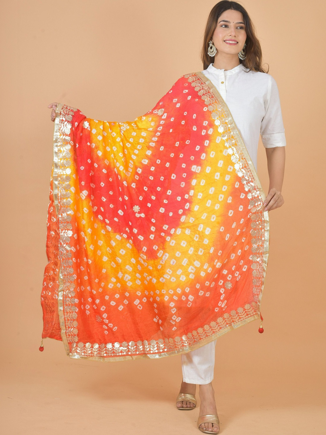 Kuhika Dyed Bandhani Dupatta with Gotta Patti