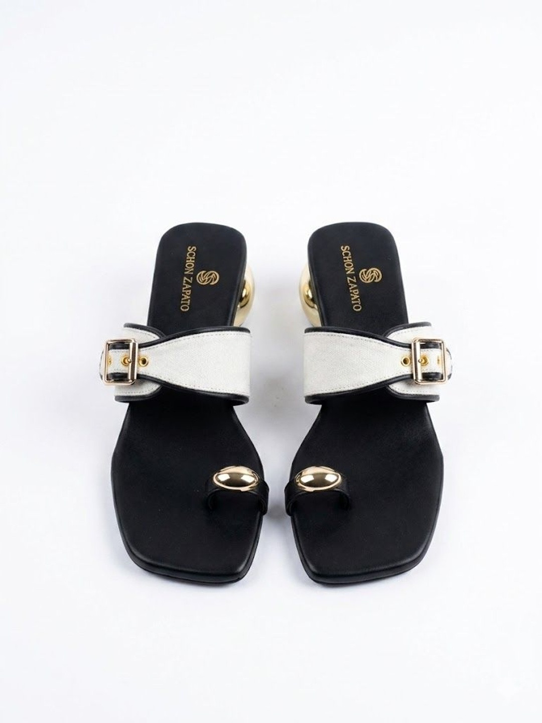 Schon Zapato Colourblocked Block Mules with Buckles