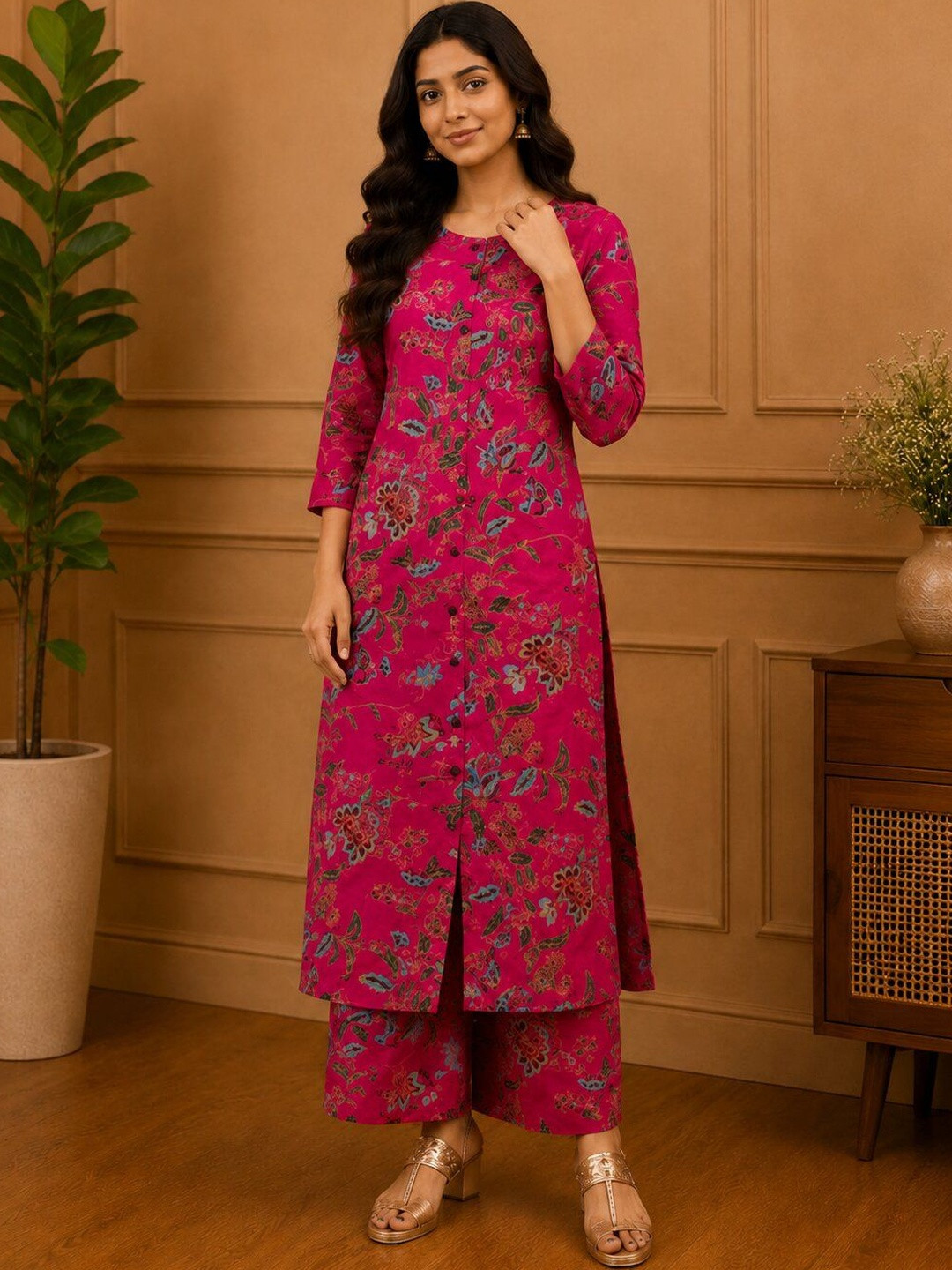 UGMAZ Women Floral Printed Regular Kurta with Palazzos